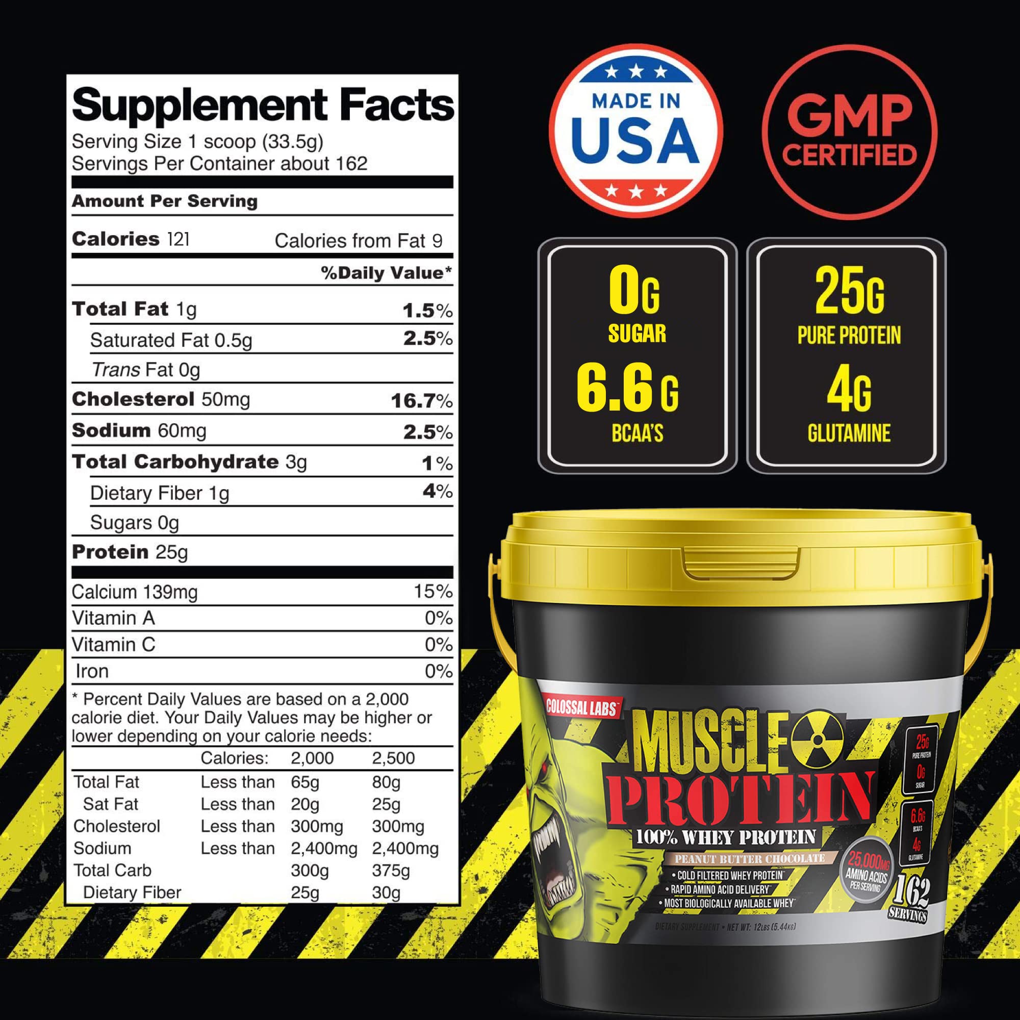 COLOSSAL LABS Muscle Growth Whey Protein [12 lbs/Pack of 1]–Peanut Butter Chocolate COLOSSAL LABS