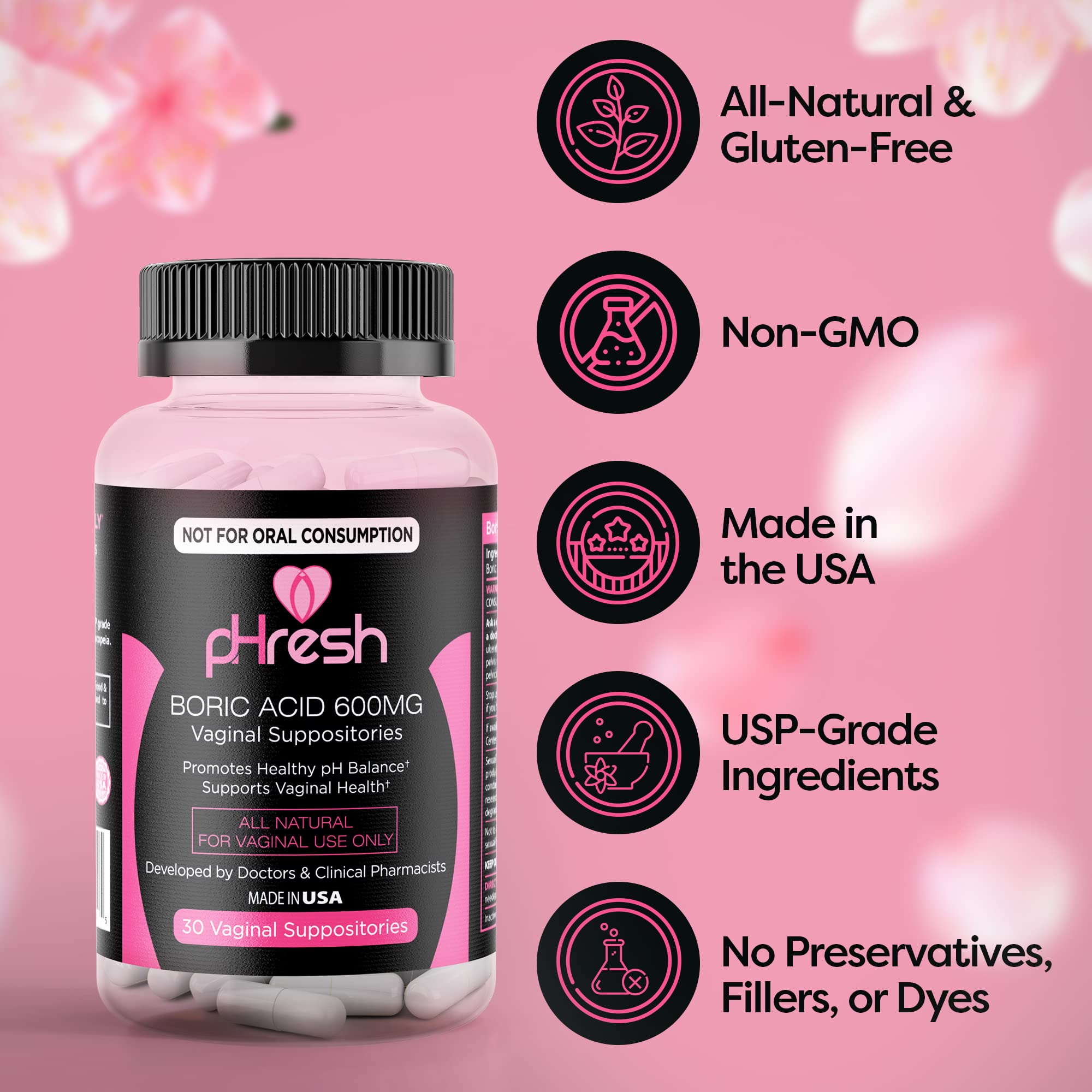 ACE NUTRITION pHresh Boric Acid Suppositories for Women, Suppositories for Odor Use ACE NUTRITION