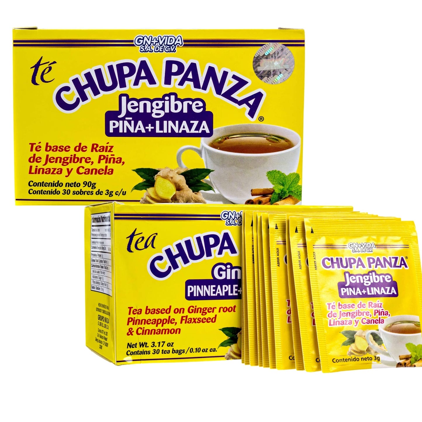 Tea CHUPA Panza, Tea Based ONGINGER Root, PINNEAPPLE, Flaxseed & Cinnamon