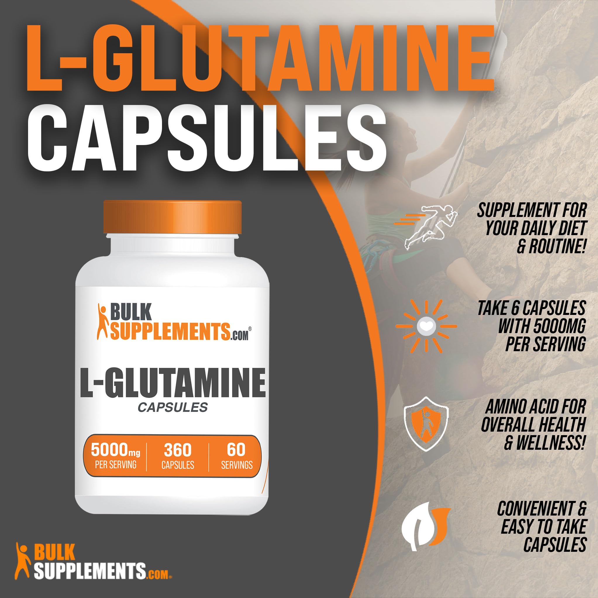 BULKSUPPLEMENTS.COM L-Glutamine Capsules - Glutamine Supplement, L Glutamine BULKSUPPLEMENTS.COM