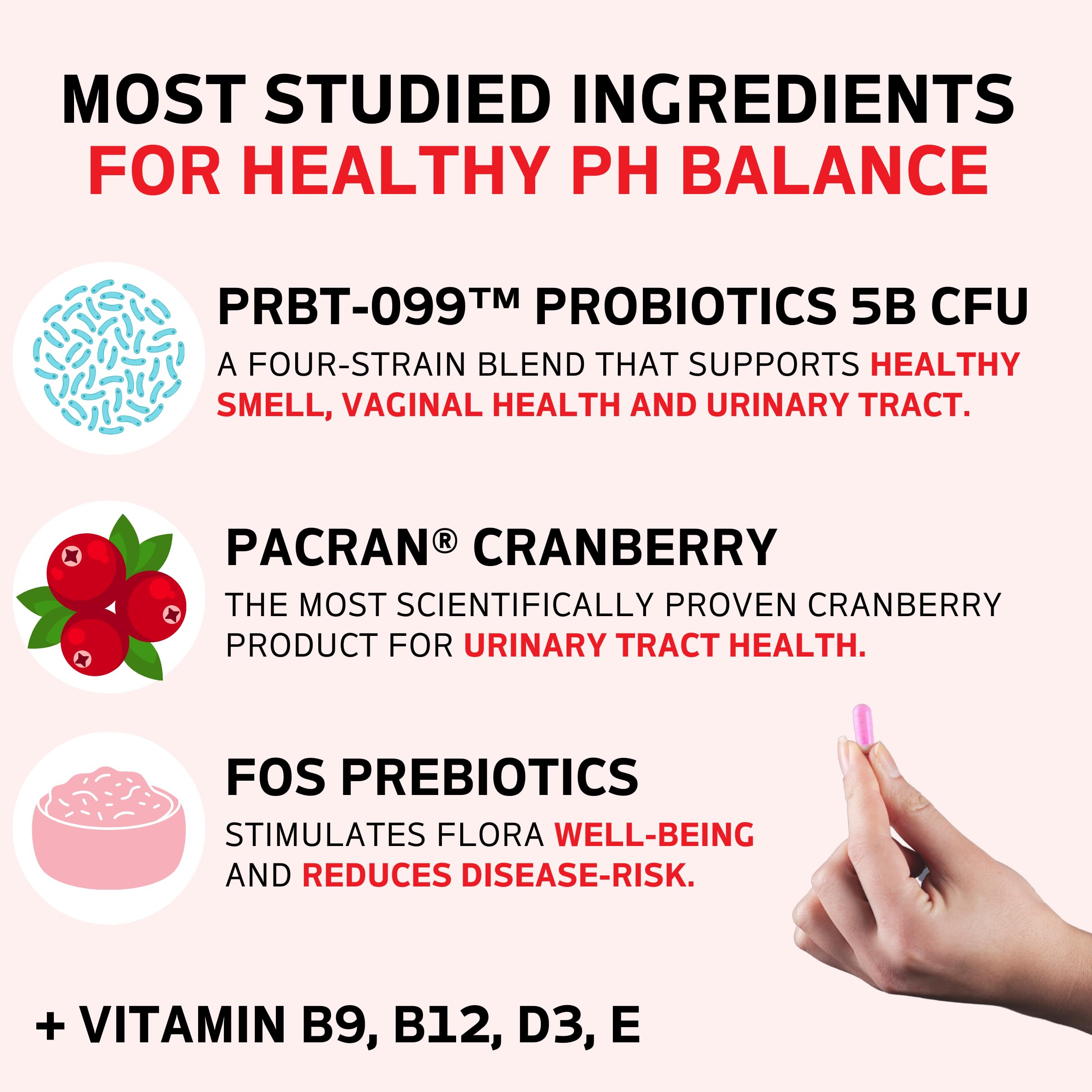 Purely Pink Prebiotic Probiotic Blend for Vaginal Health - Promote pH Balance, Healthy Flora and Odor Peach Perfect
