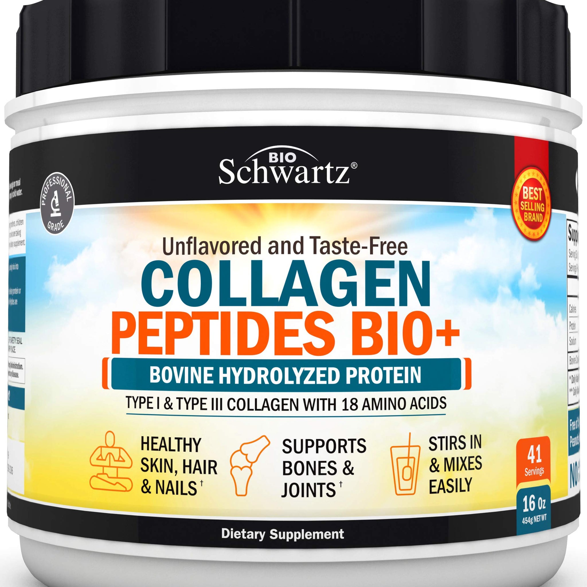 Collagen Peptides Powder - Grass Fed, Pasture Raised with Aminos - Promotes Healthy