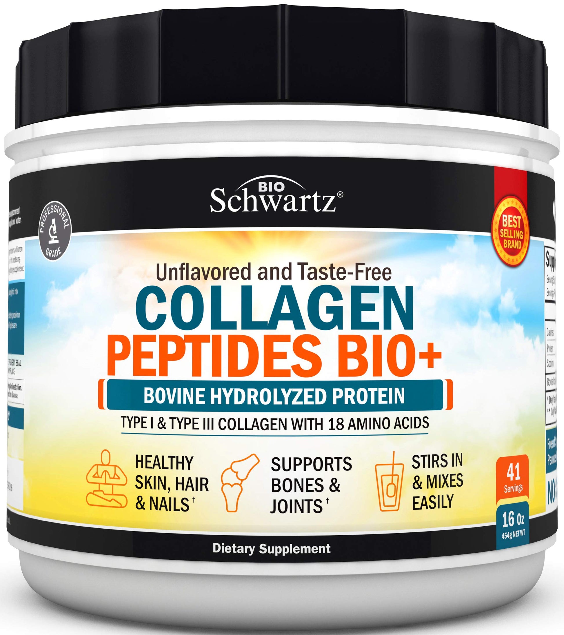 Collagen Peptides Powder - Grass Fed, Pasture Raised with Aminos - Promotes Healthy