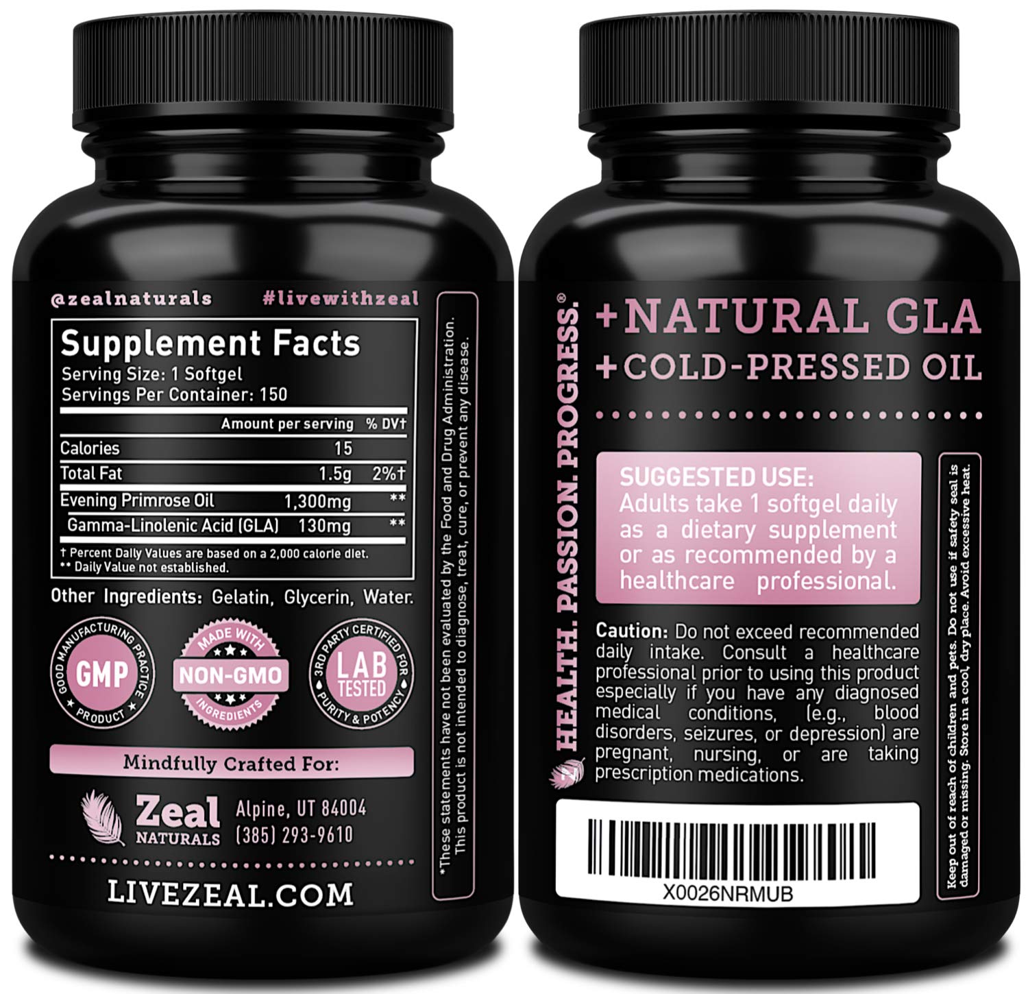 Evening Primrose Oil Capsules (150 Liquid Softgels | 1300mg) Premium Evening Primrose Oil – Natural Zeal Naturals