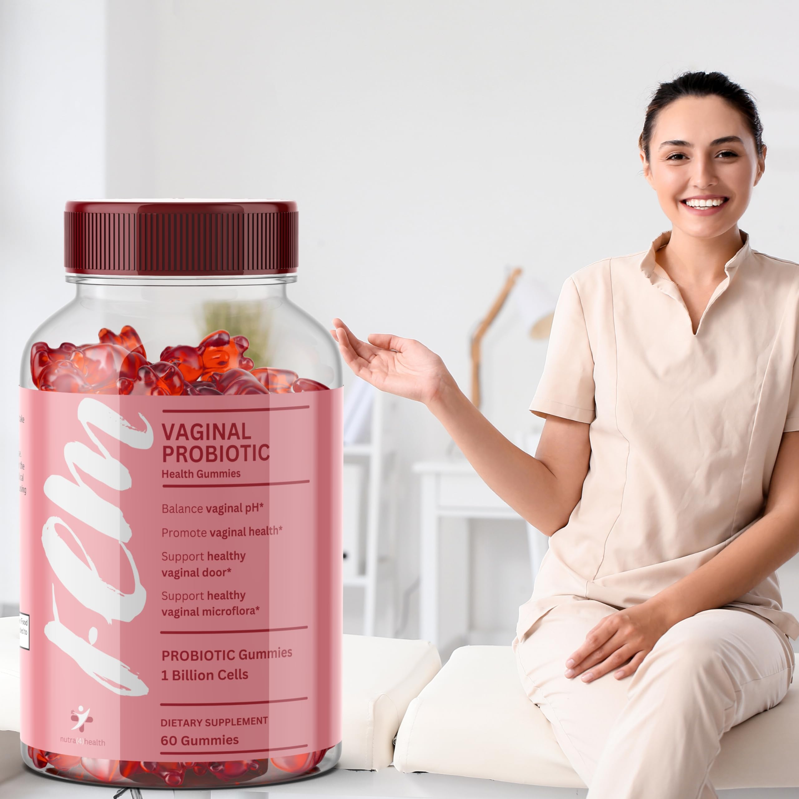 FEM Vaginal Probiotic Gummies for Women - Promotes pH Balance, Healthy Vaginal Odor & Urinary nutra4health