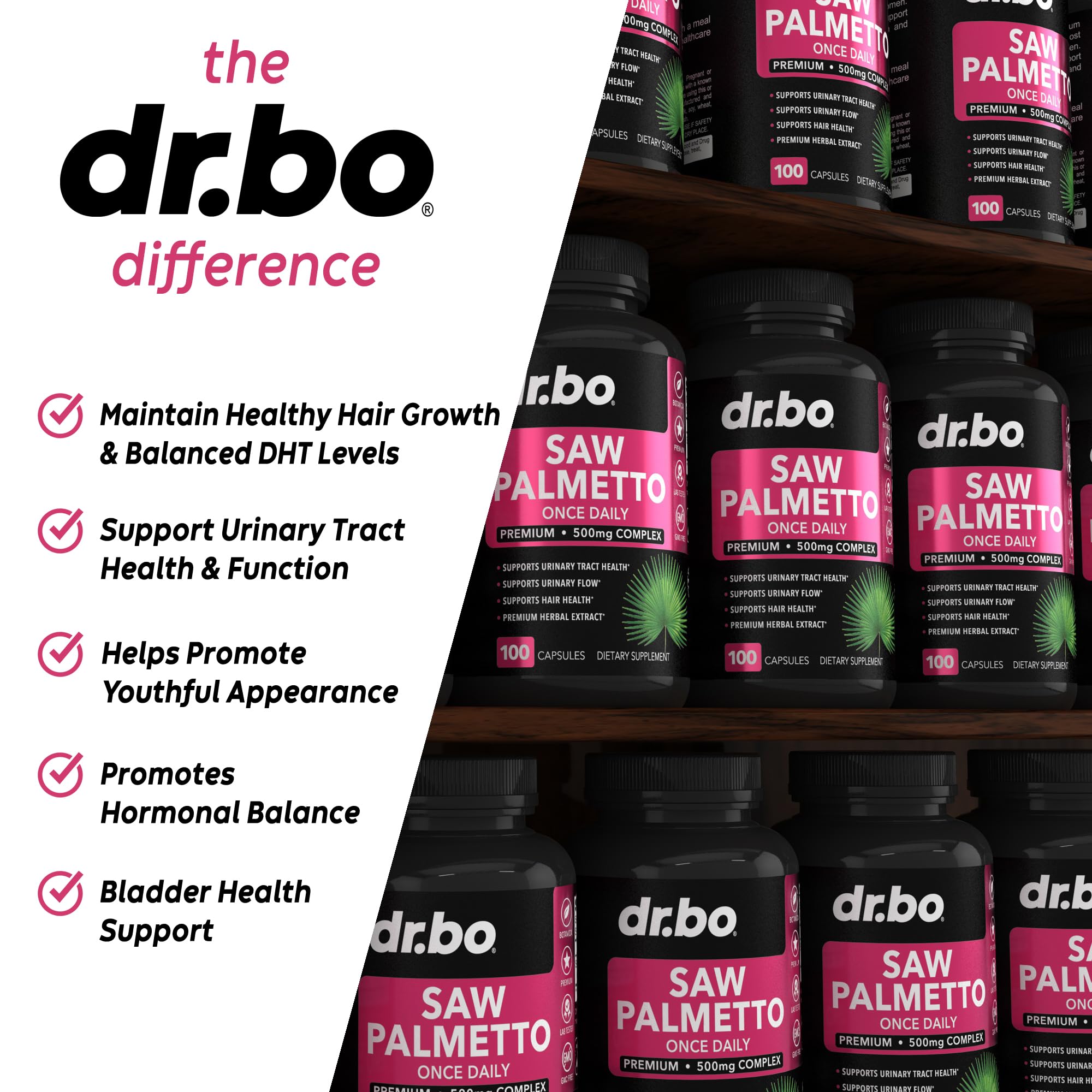 Saw Palmetto for Women Hair Loss - DHT Blocker for Women Hair Growth Plus Bladder DR. BO