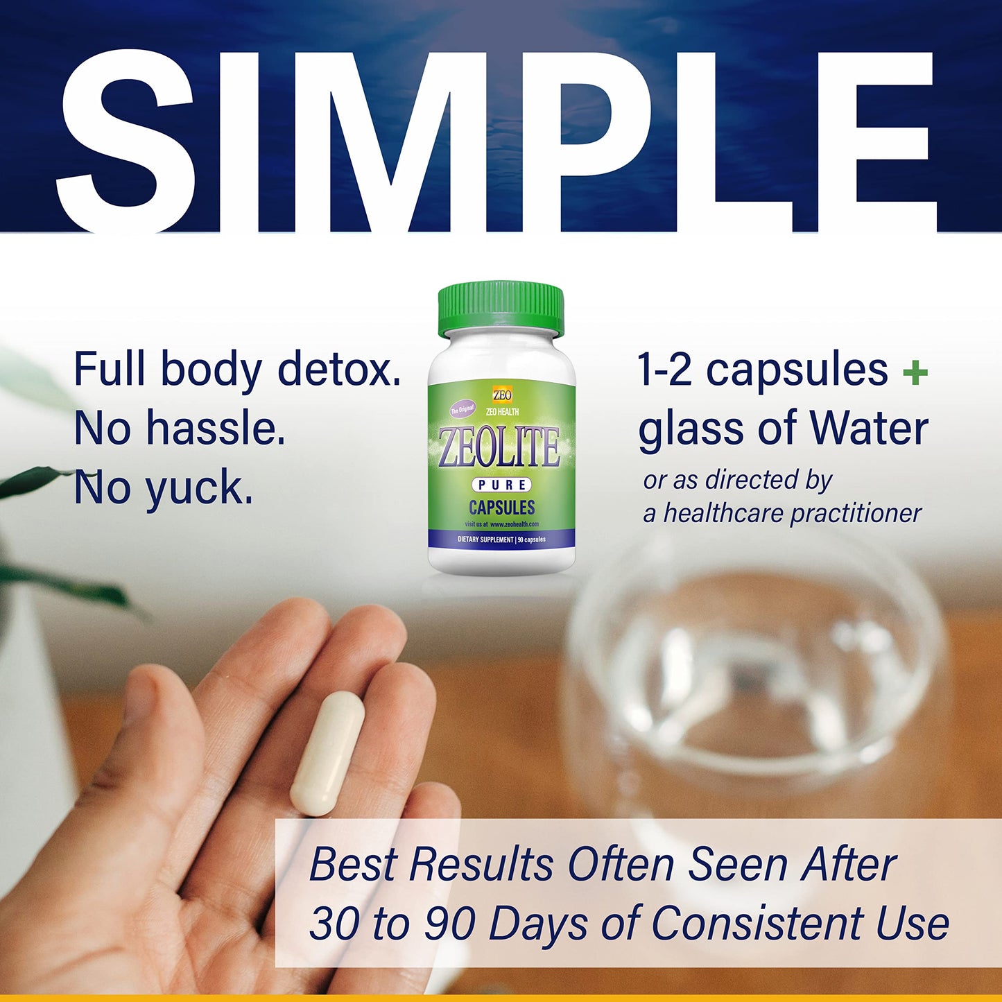 Zeolite Pure Capsules | Zeolite Detox, Extra Strength | Pure, Full Body Cleanse for Women