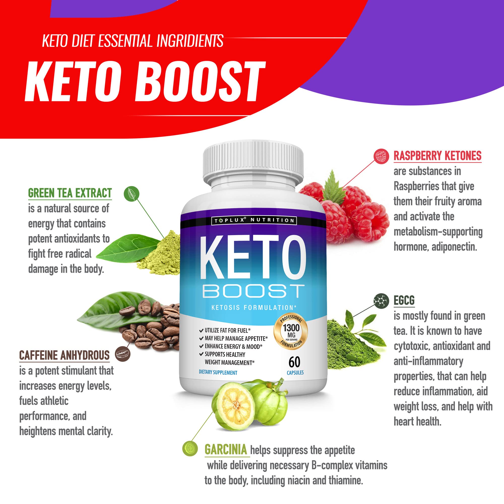 Keto Boost Diet Pills Ketosis Supplement - Natural Exogenous Keto Formula Support Energy