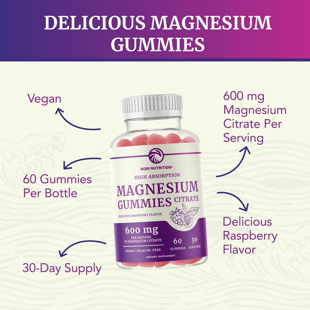 Magnesium Citrate Gummies | 600mg | High Absorption Magnesium for Calm Nobi Nutrition