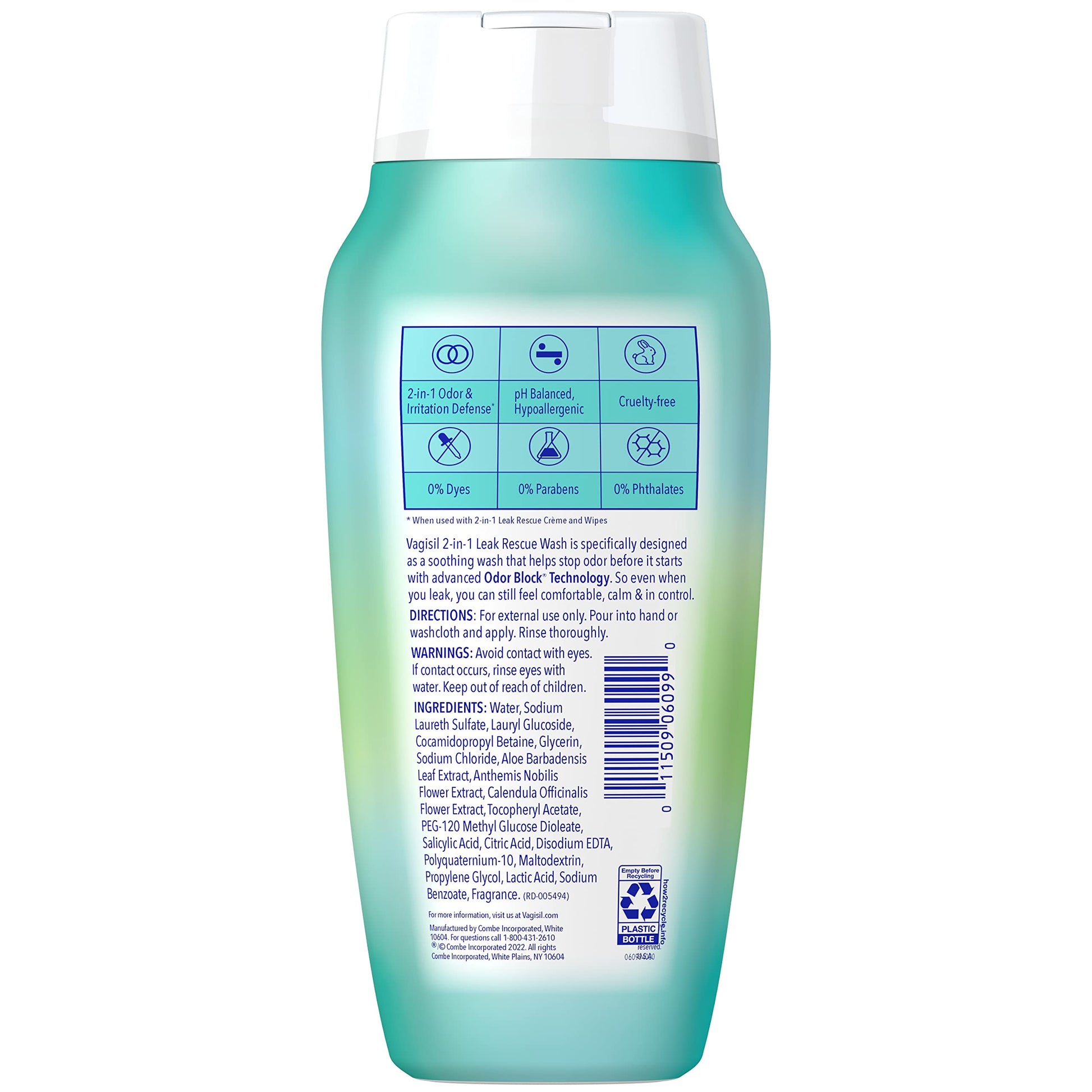 Vagisil 2-in-1 Leak Rescue Daily Intimate Feminine Wash for Women, Gynecologist Tested & Hypoallergenic Vagisil