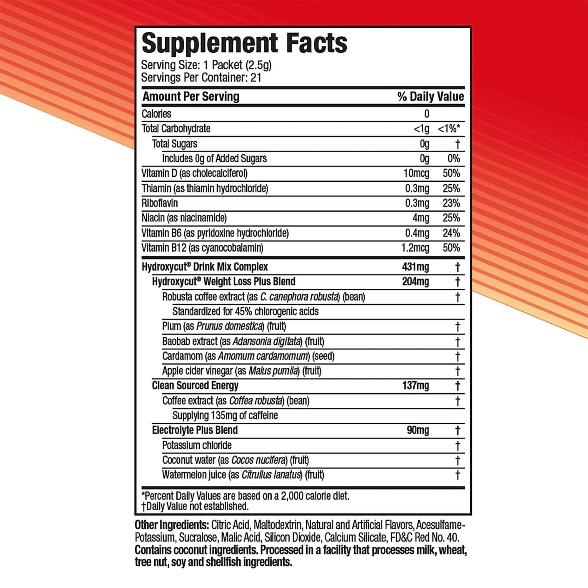 Hydroxycut Drink Mix | Energy Drink Powder | Wildberry Blast, 21 Packets, 2 Packs Hydroxycut