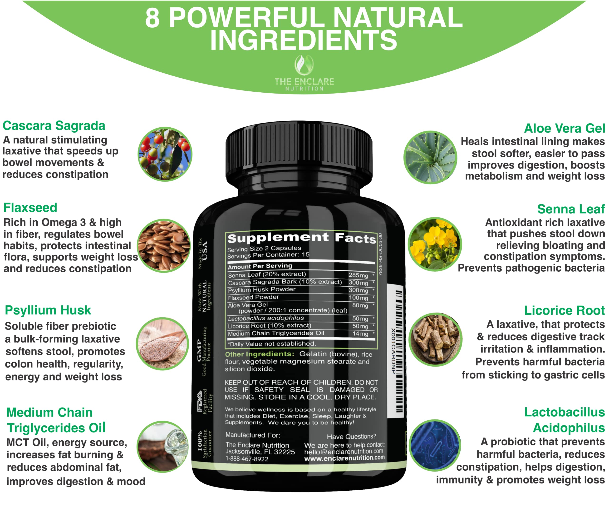 Colon Cleanse Fast-Acting Colon Cleanser Detox. Healthy Bowel Movement THE ENCLARE NUTRITION