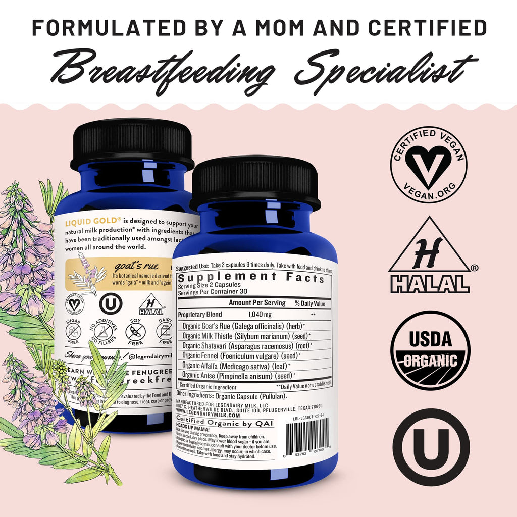 Legendairy Milk Liquid Gold Lactation Supplement, Organic Goat's Rue Lactation