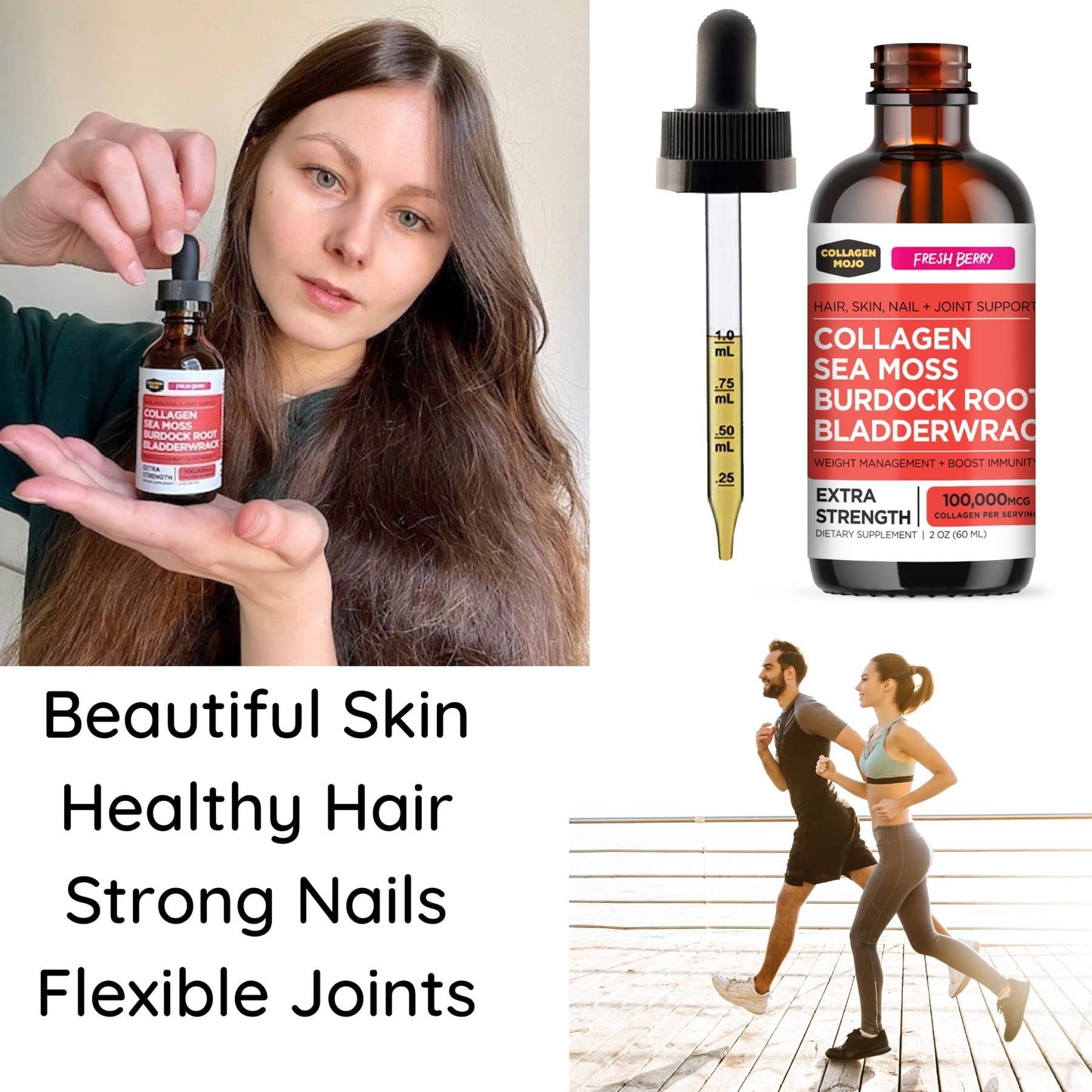 Collagen Mojo Liquid Collagen Peptides with Sea Moss, Burdock Root & Bladderwrack