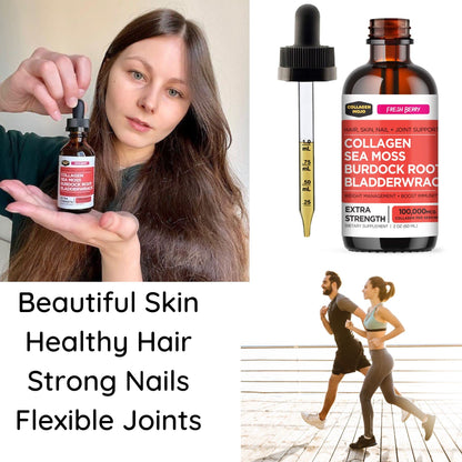 Collagen Mojo Liquid Collagen Peptides with Sea Moss, Burdock Root & Bladderwrack