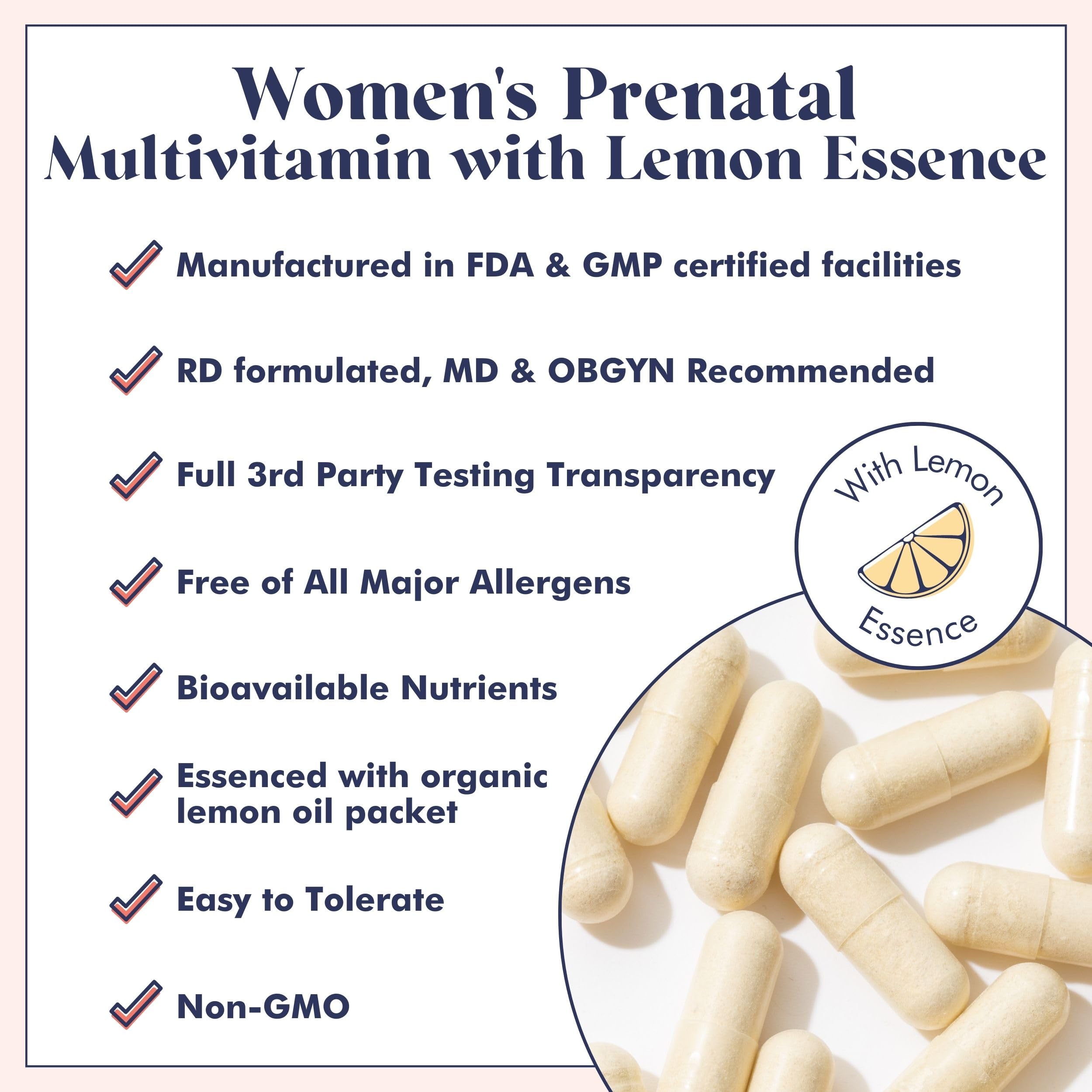 FullWell Prenatal Vitamins Lemon | choline, folate, vitamin D for fetal growth, brain development FullWell