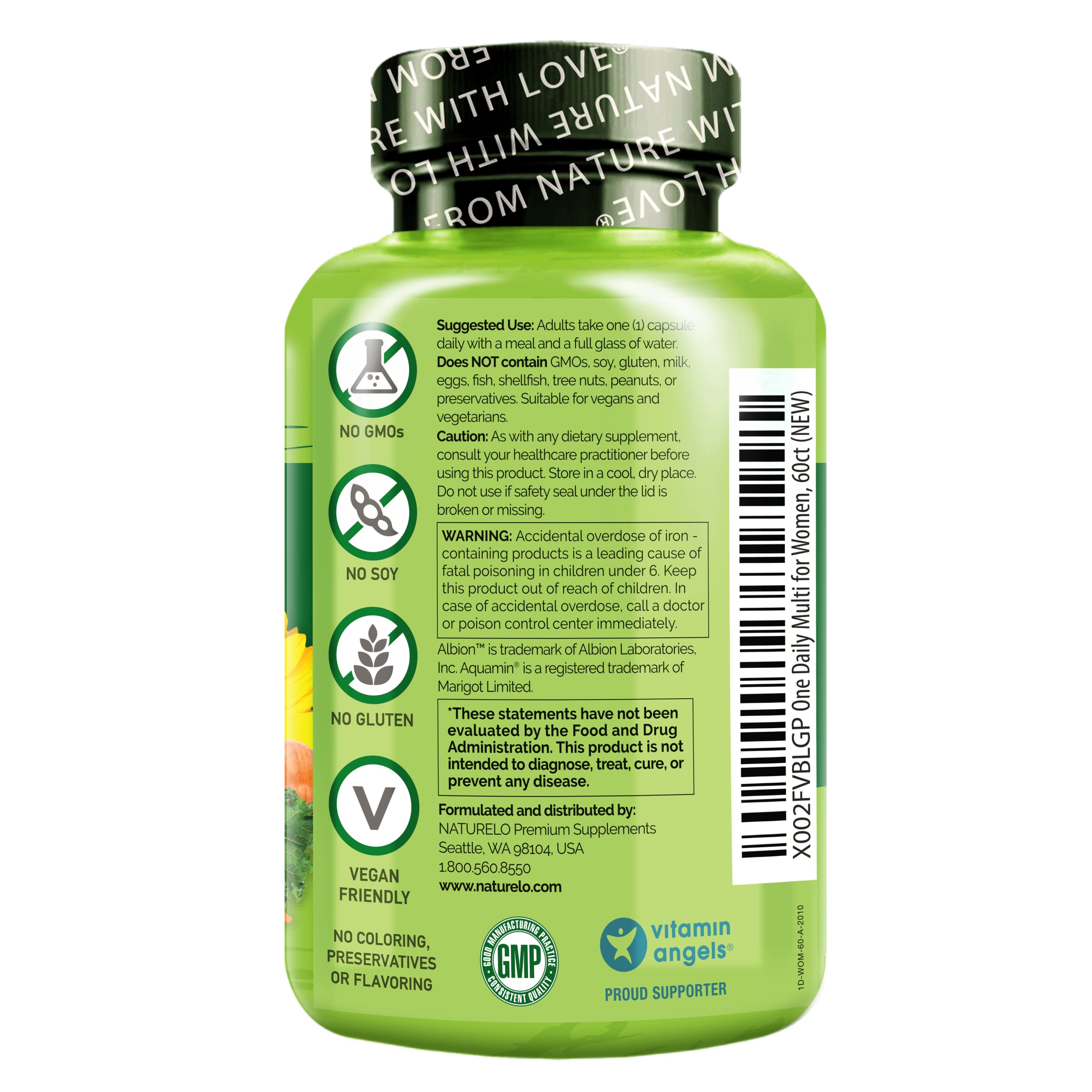 NATURELO One Daily Multivitamin for Women - Energy Support - Whole Food Supplement NATURELO