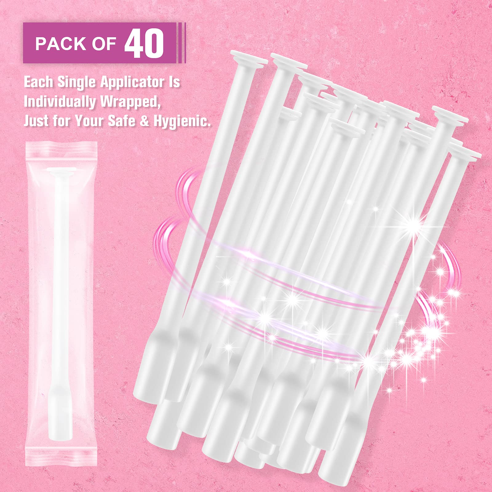 Nieteyrue (40 Packs) Disposable Vaginial Applicators Individually Wrapped Hygienic Fit Nieteyrue