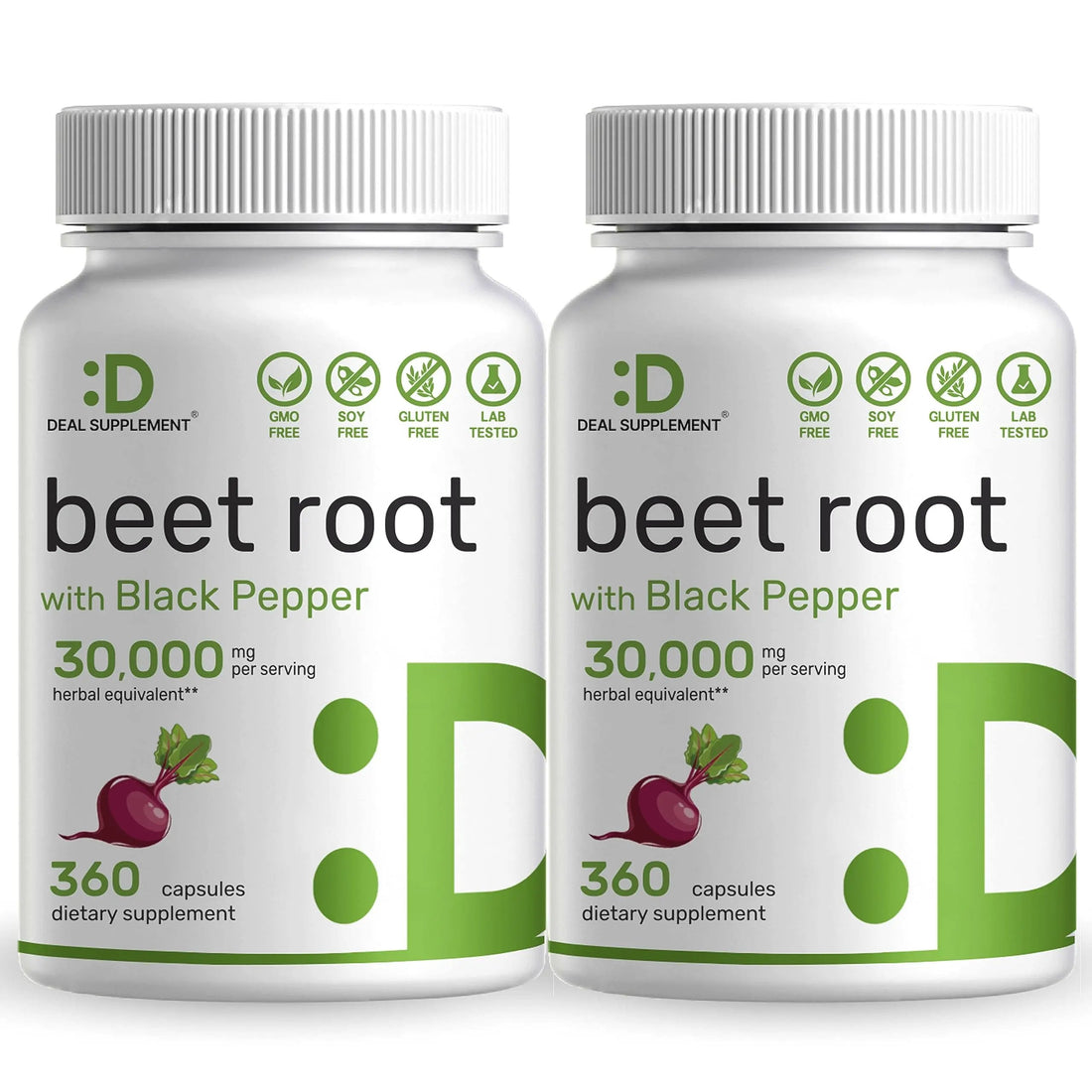 Two Pack Beet Root Capsules 30000mg Per Serving, 720 Counts | with Black Pepper Extract