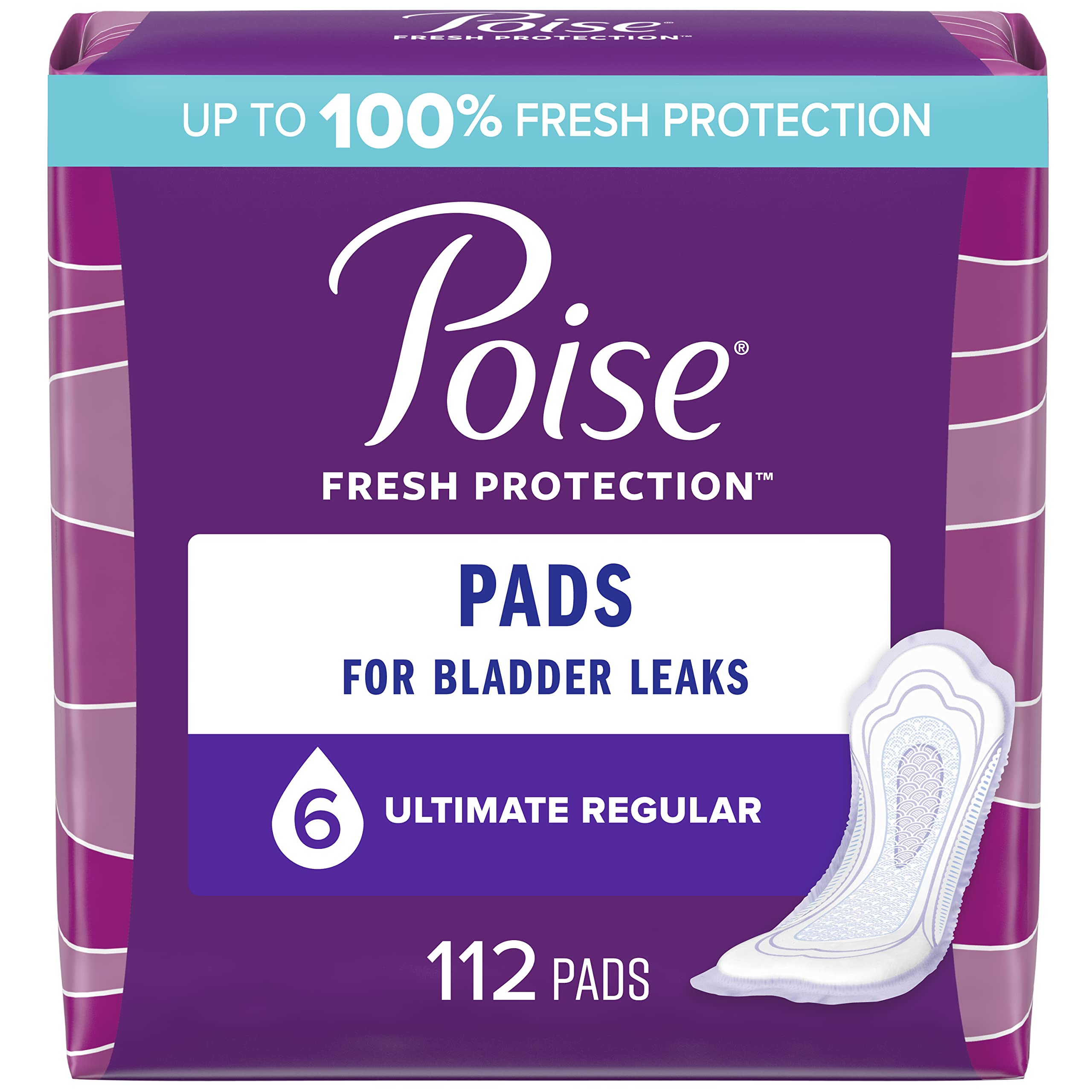 Poise Incontinence Pads & Postpartum Incontinence Pads, 6 Drop Ultimate Poise