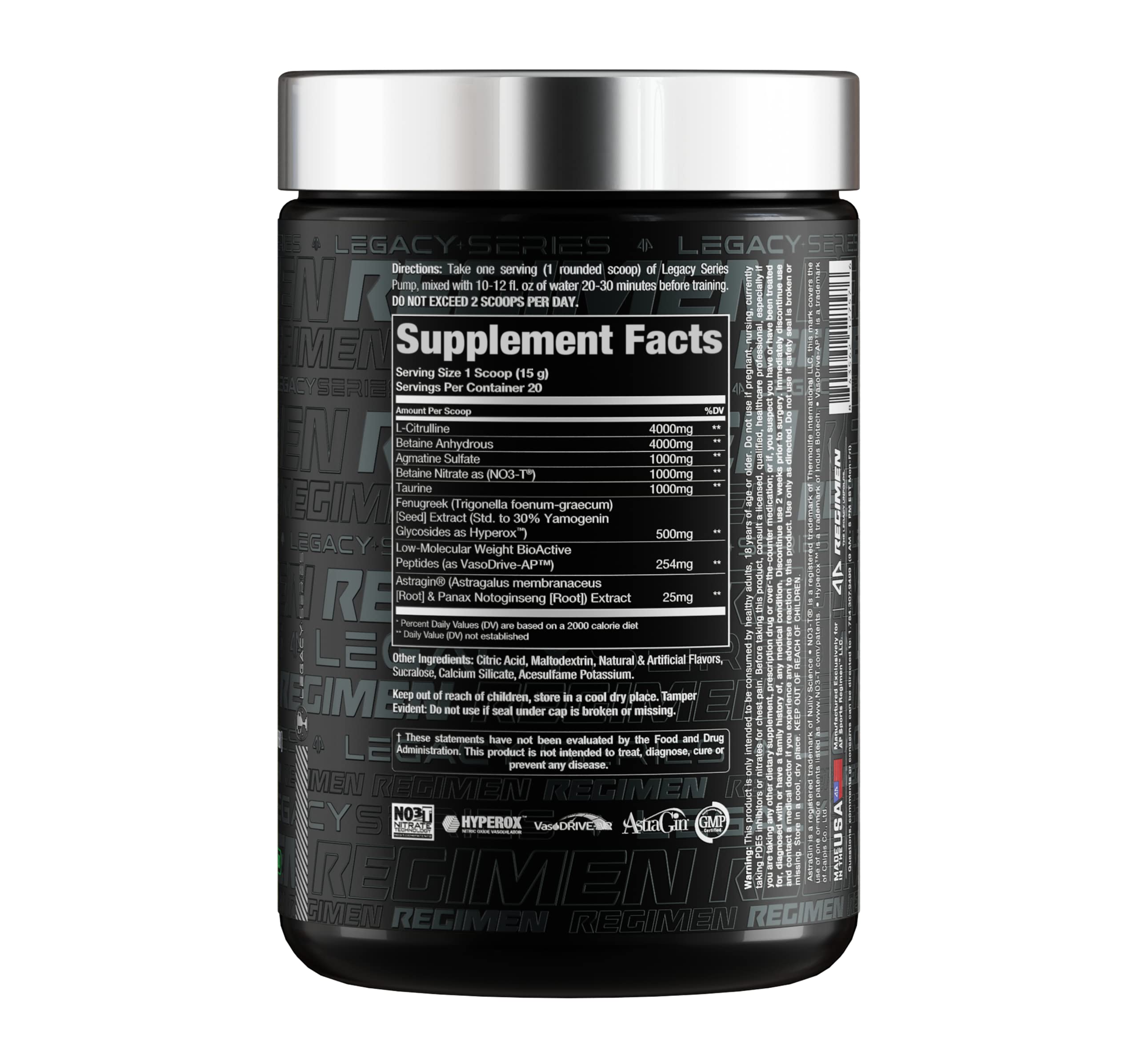 Legacy Series Pump Stim Free Muscle Pump Amplifier Pre-Workout Powder by AP Sports Regimen | Performance – Blood Flow – Strength | Nitric Oxide Booster (Lemon Drop)