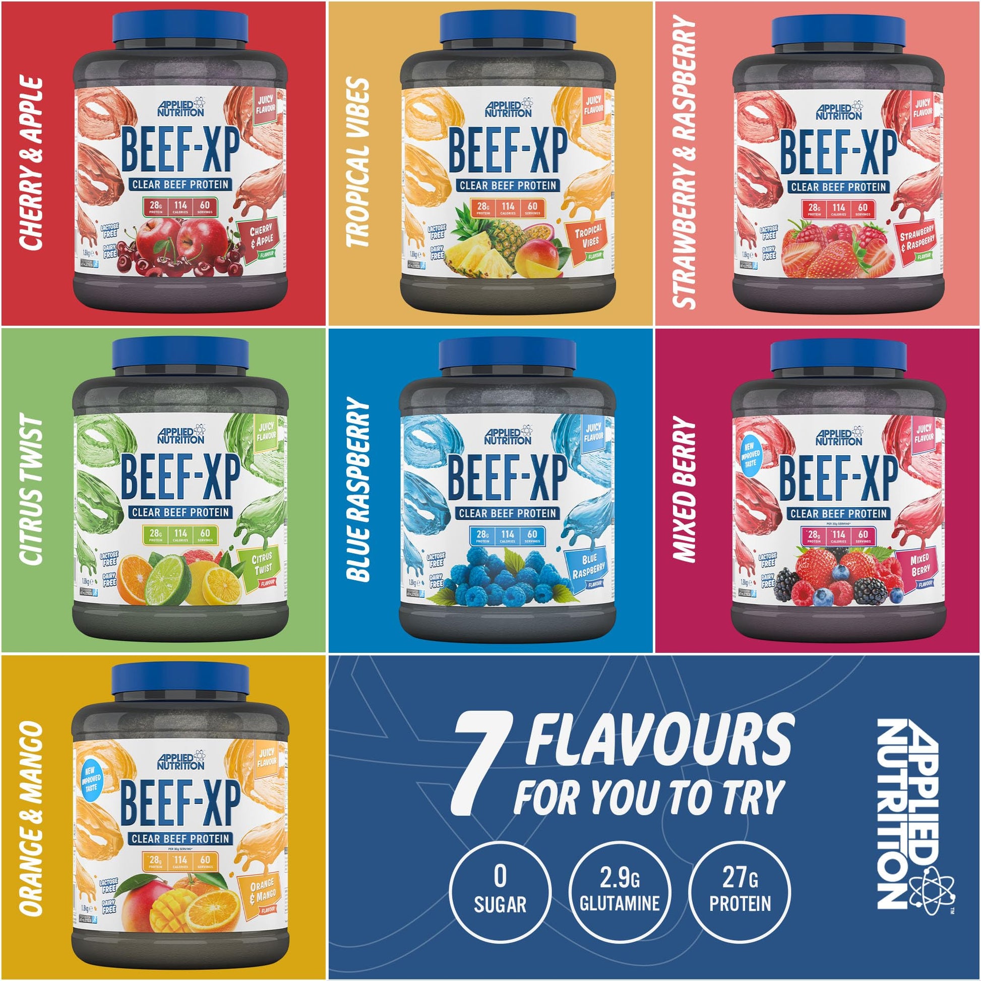 Applied Nutrition Beef XP - Clear Hydrolysed Beef Protein Isolate, Fruit Juice Style, Dairy Free Beef Protein Powder Applied Nutrition