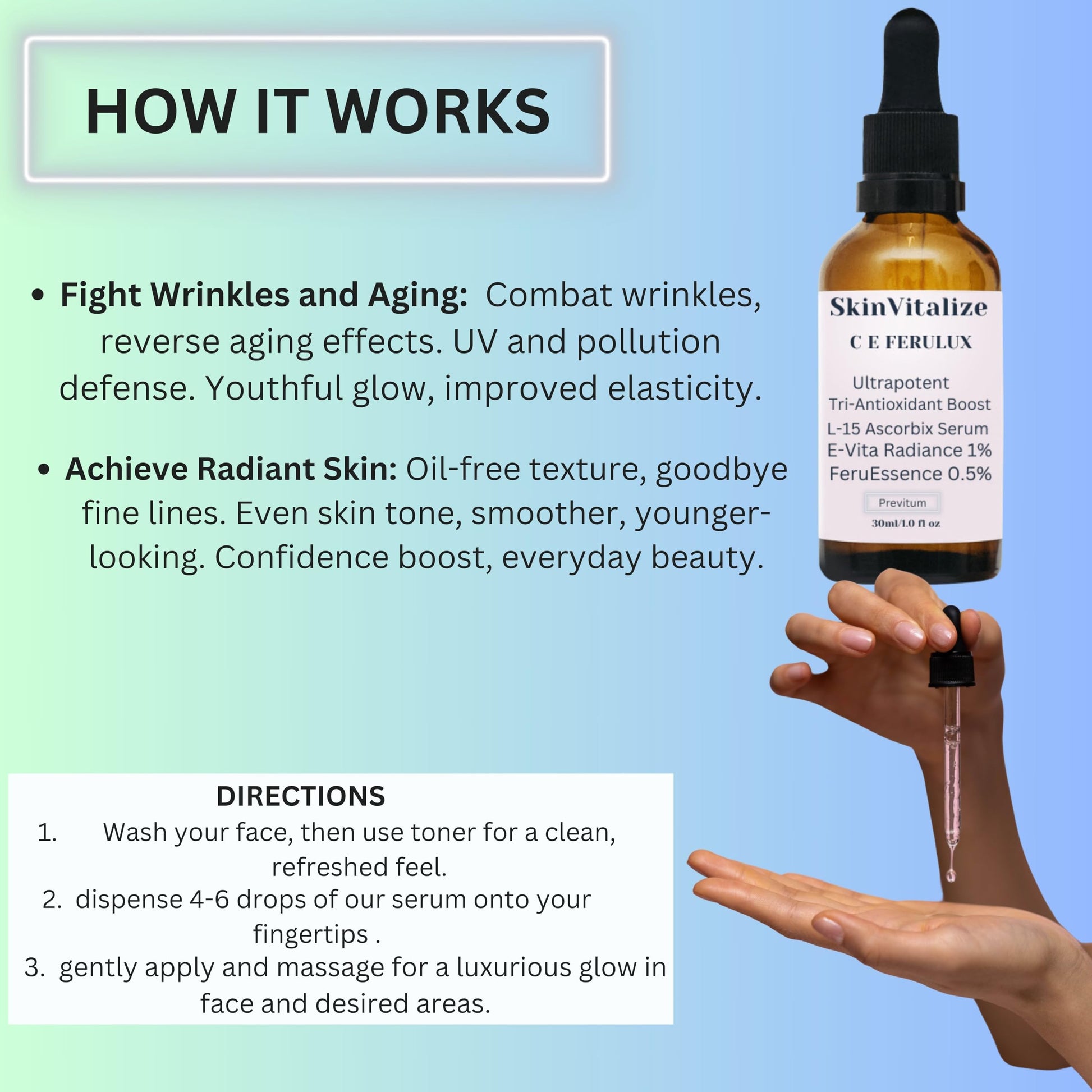 SkinVitalize C E ferulux Vitamin C Serum - 30ml: Advanced Formula for Fighting with Wrinkles Msupps.com