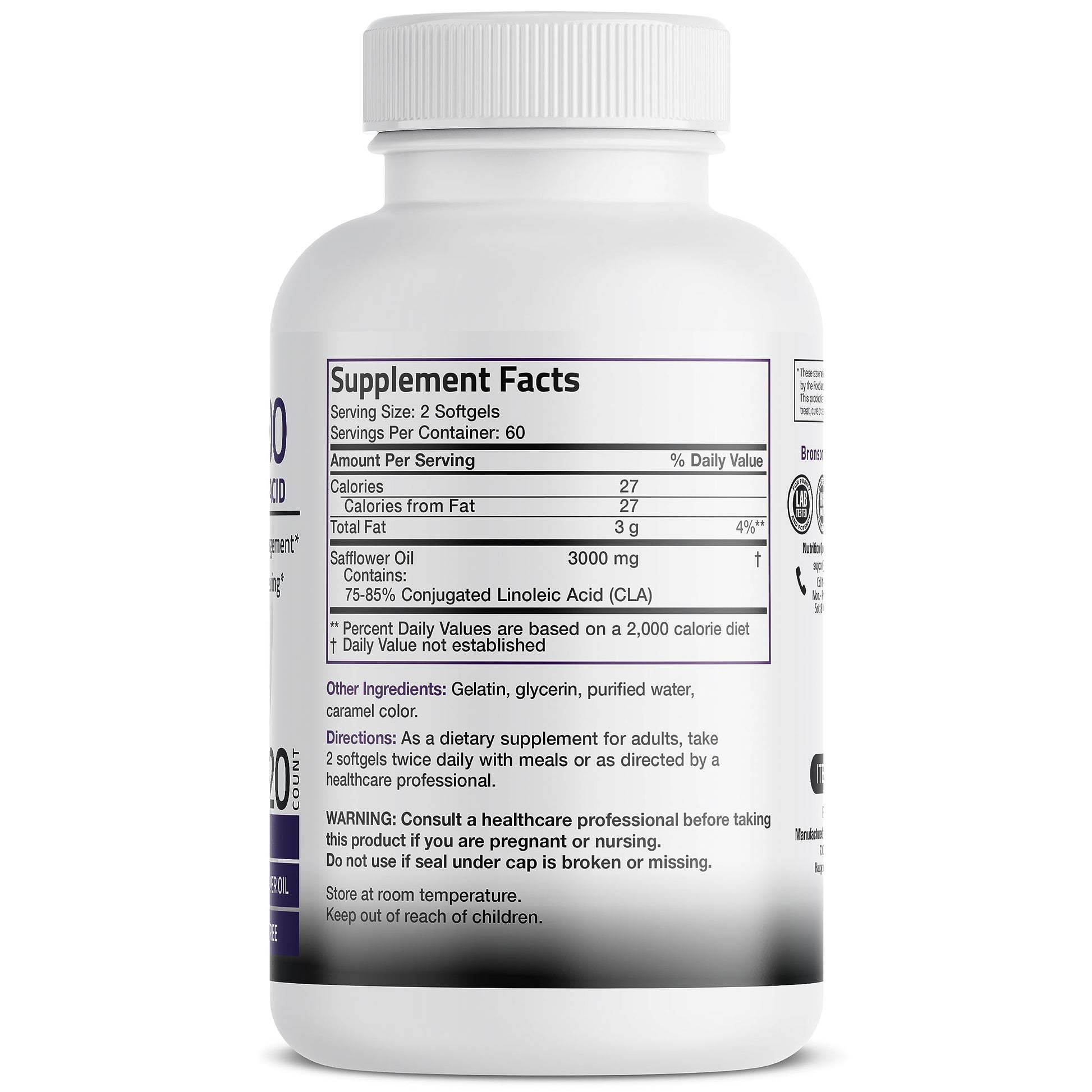 Bronson CLA 3000 Extra High Potency Supports Healthy Weight Manage