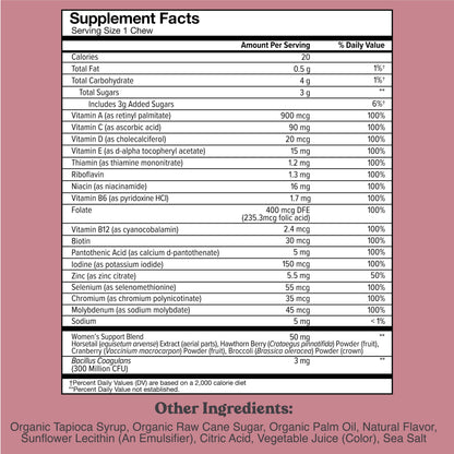 Chewsy Women's Multivitamin Chews, Immune & Energy Support, Vitamins C, B12, A, D, E