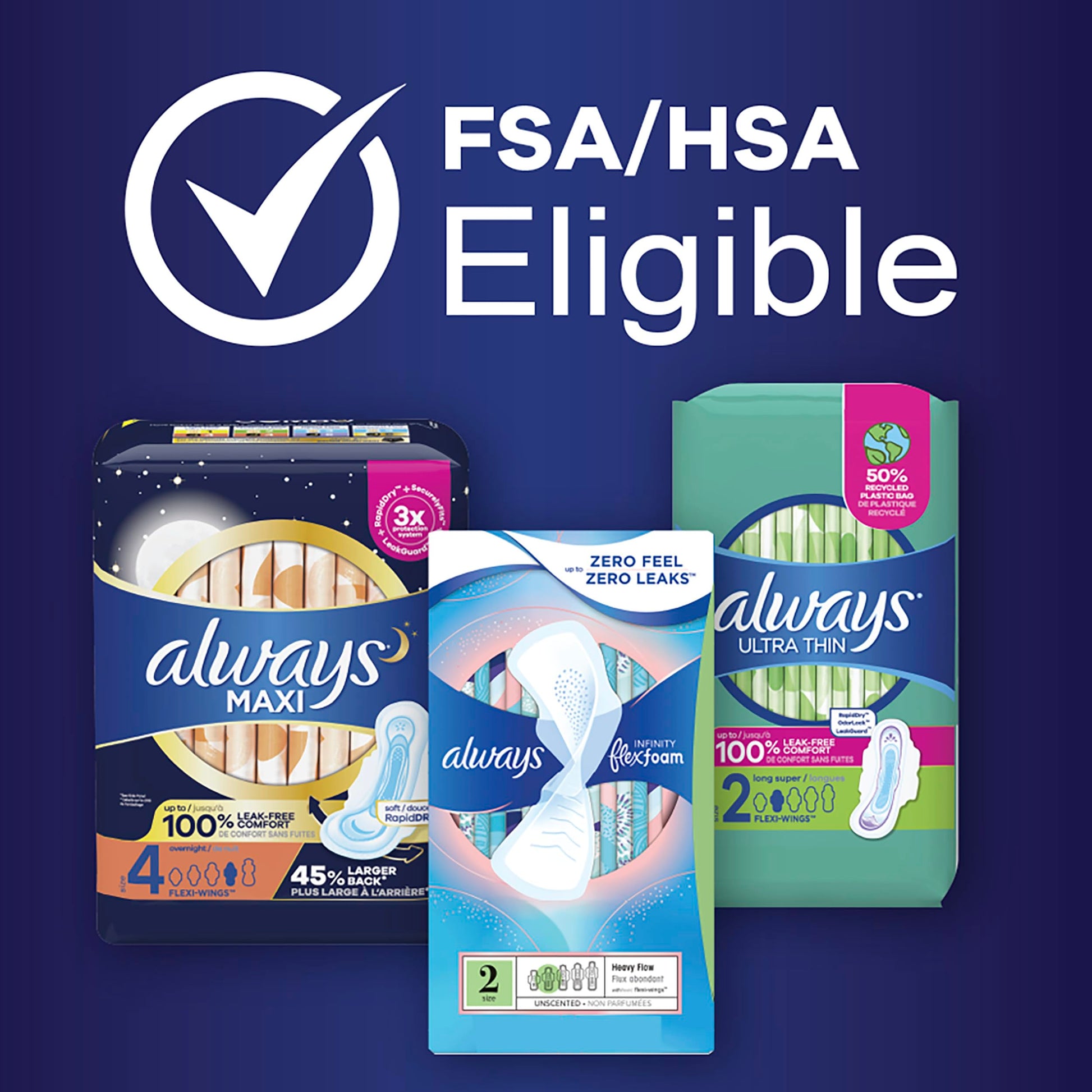 Always Maxi Feminine Pads for Women, Size 5 Extra Heavy Overnight Always