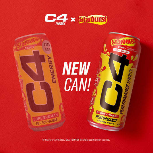 Cellucor C4 Energy Drink, Starburst Cherry, Carbonated Sugar Free Pre Workout Performance Drink with no Artificial Colors or Dyes, 16 Oz, 12 count (Pack of 2)