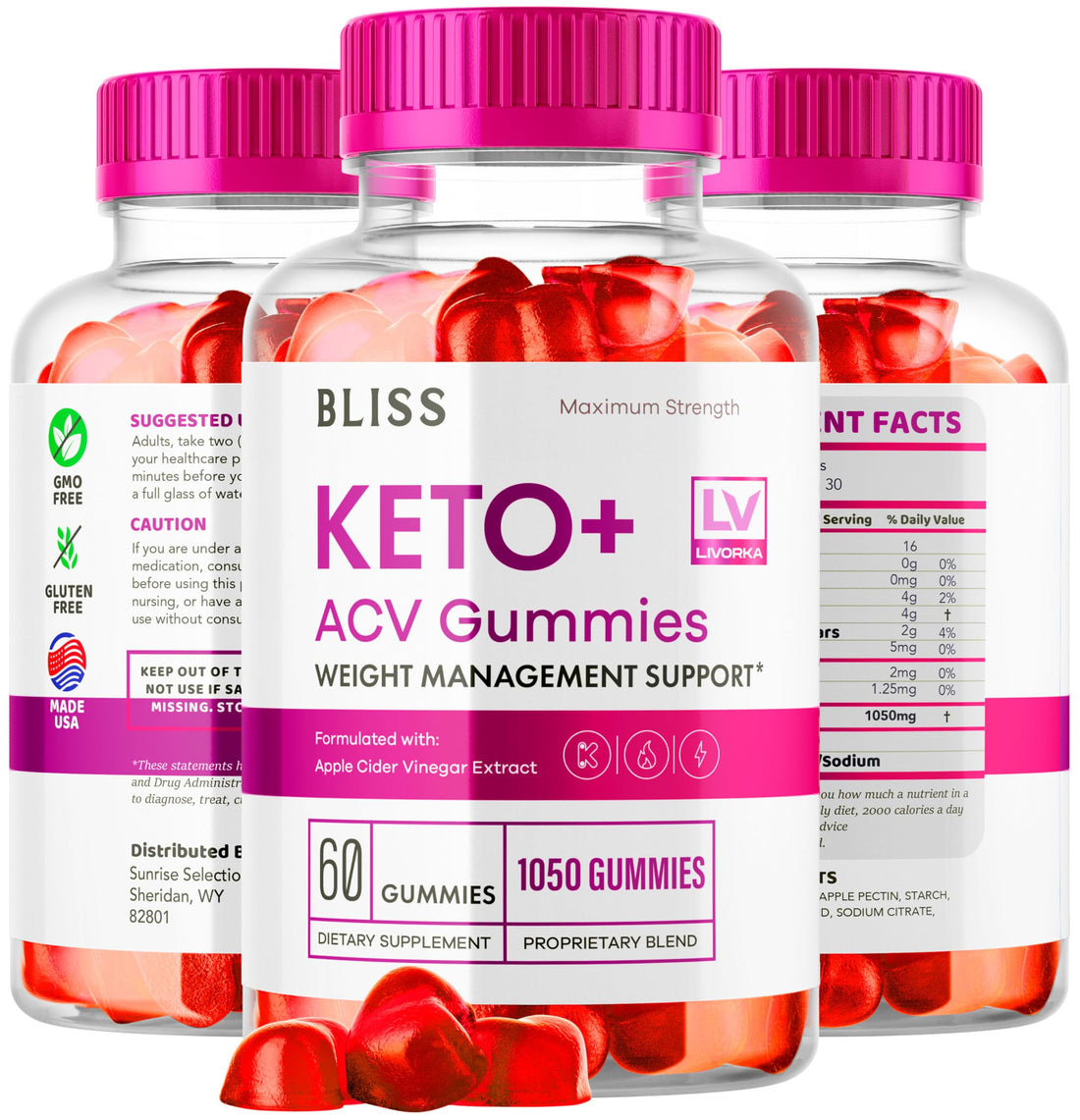 5 Pack - Bliss Keto ACV Gummies Advanced Weight Loss, Bliss ACV Active Gummies