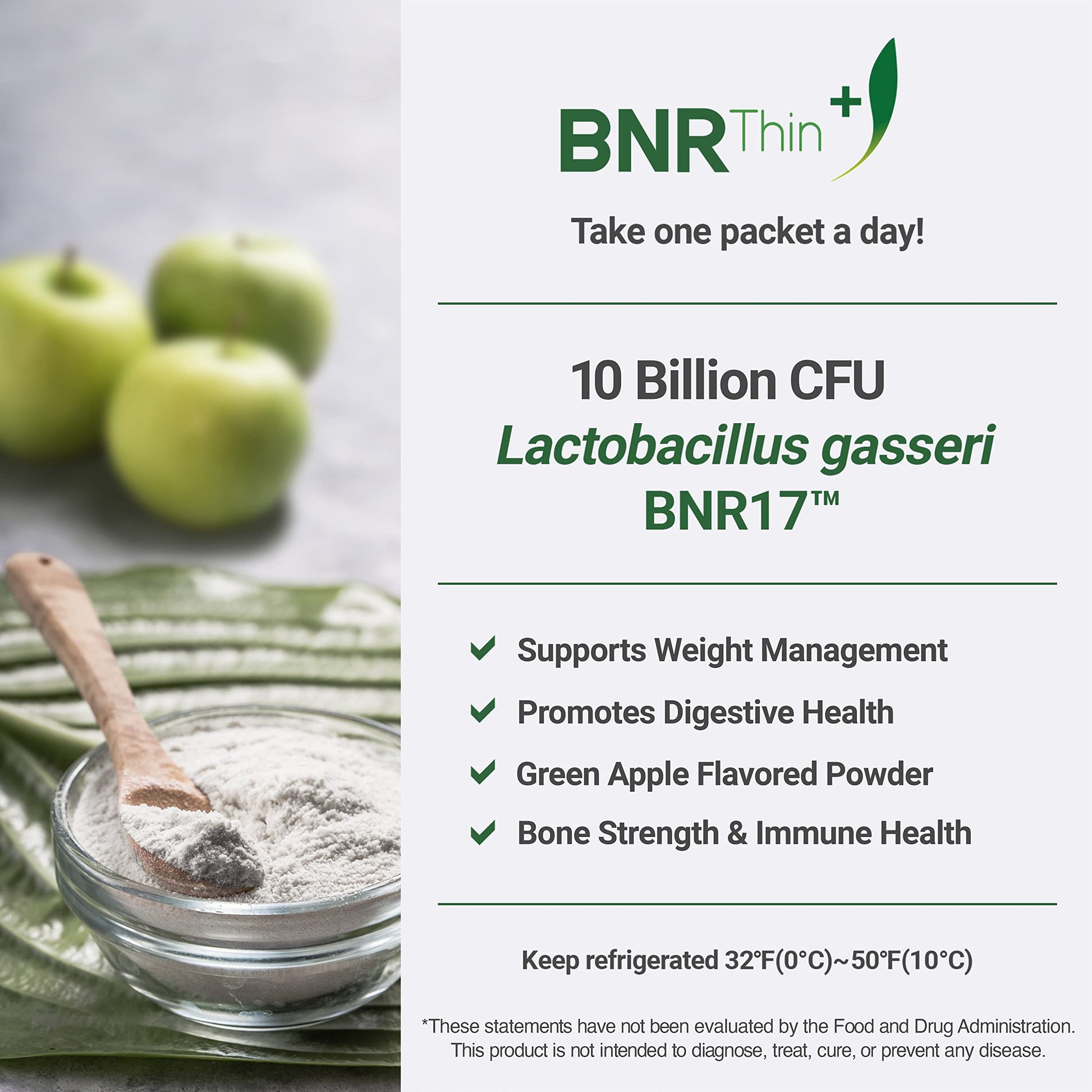 BNRThin Plus, Weight Management Probiotic Powder, 10 Billion CFU Guaranteed, Lactobacil AceBiome