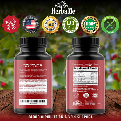 HerbaMe Blood Circulation Supplement, 120 Capsules, Supports Leg Vein, Heart