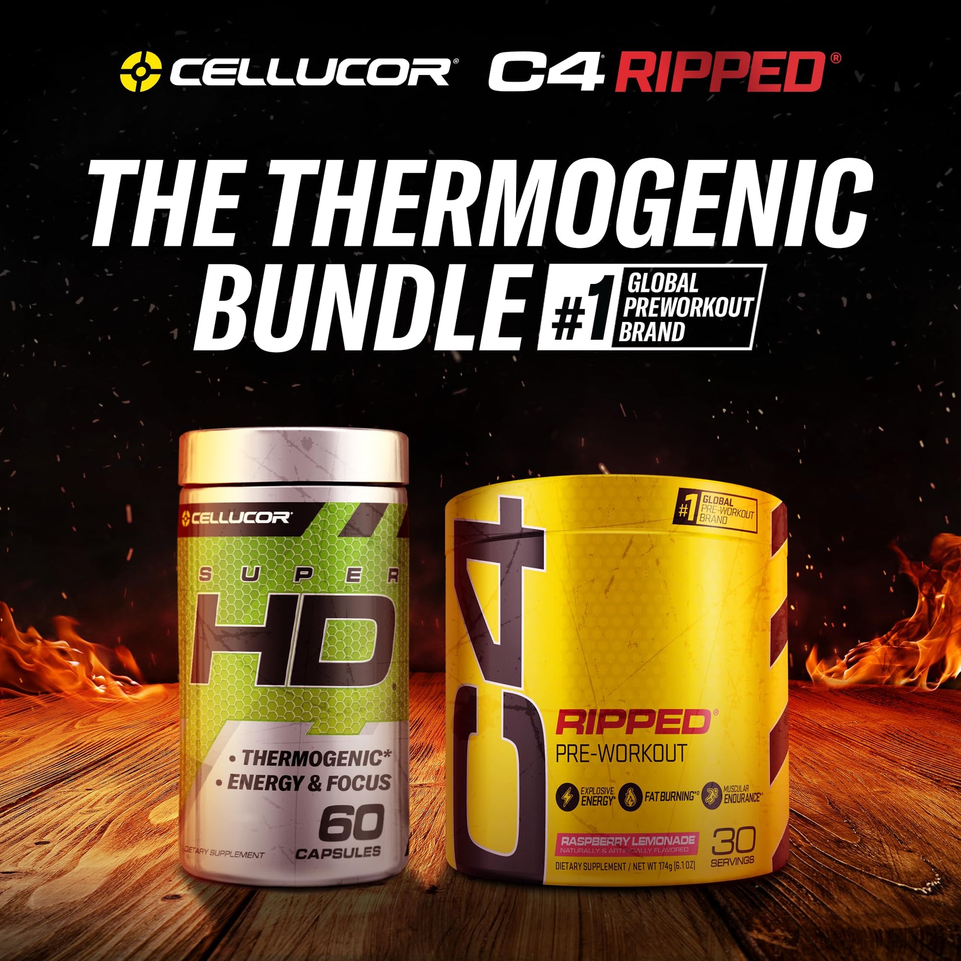 C4 Ripped & SuperHD, The Thermogenic Bundle, C4 Ripped Pre Workout Powder Cellucor