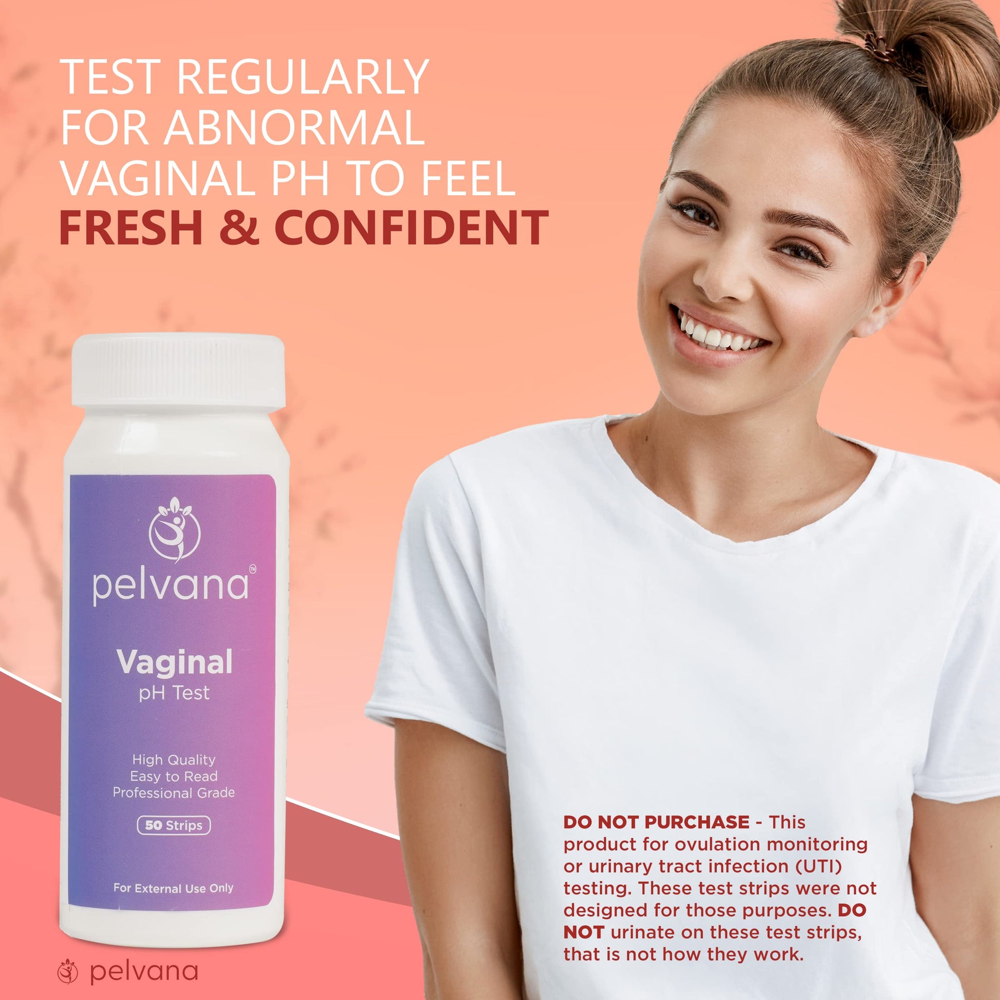 Pelvana Vaginal pH Balance Test Strips for Women 50 Strips - Vaginal pH Test Strips Pelvana