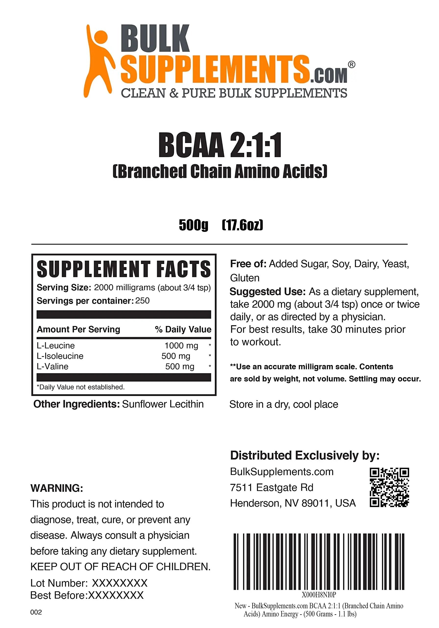 BULKSUPPLEMENTS.COM Beta Alanine Powder (500g), with L-Citrulline Malate 2:1 Powder (100g), L-Glutamine Powder (1KG) & BCAA 2:1:1 Powder (500g) Bundle