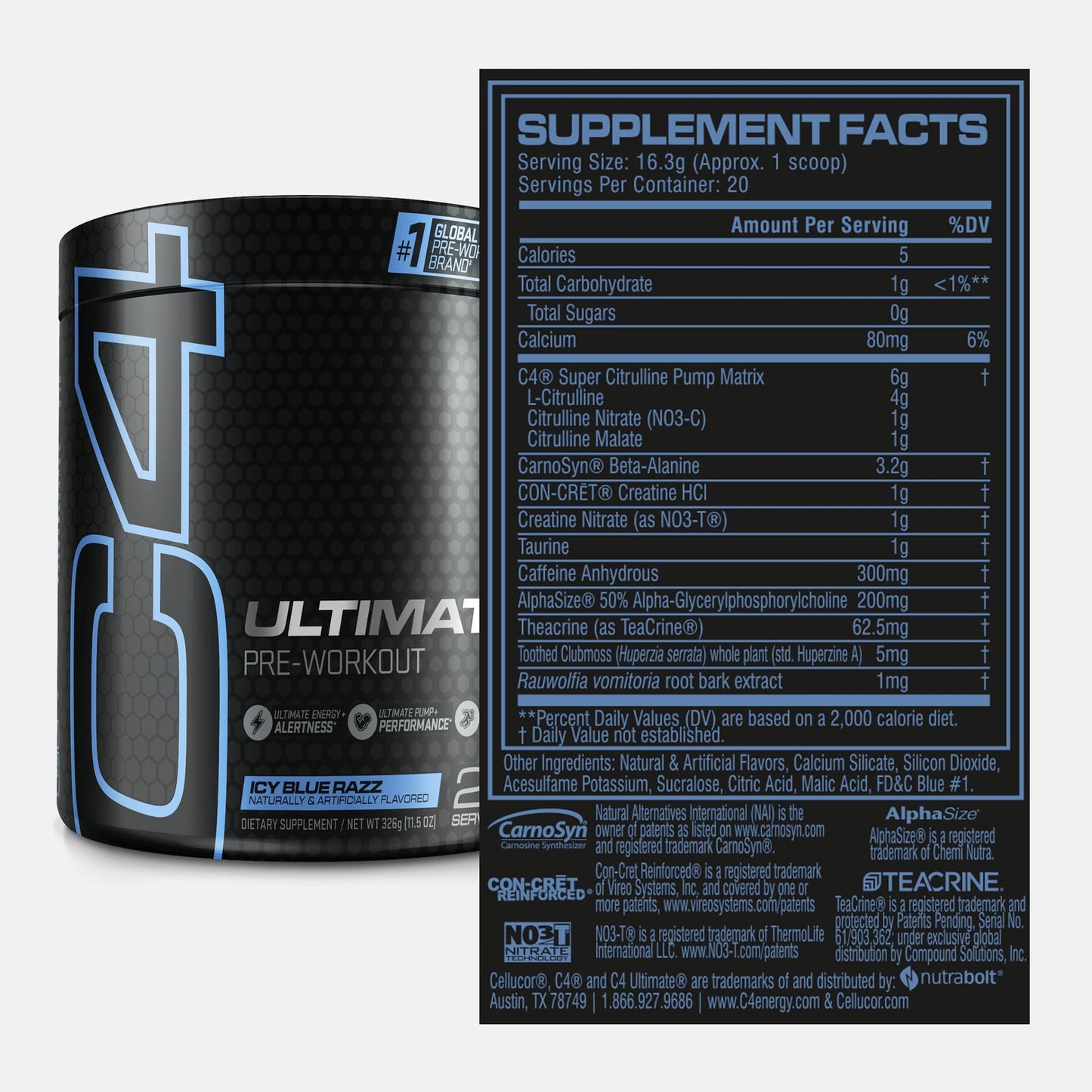 Cellucor C4 Ultimate Pre Workout Powder ICY Blue Razz - Sugar Free Preworkout