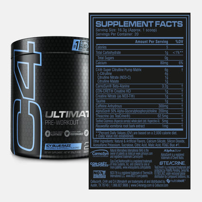 Cellucor C4 Ultimate Pre Workout Powder ICY Blue Razz - Sugar Free Preworkout