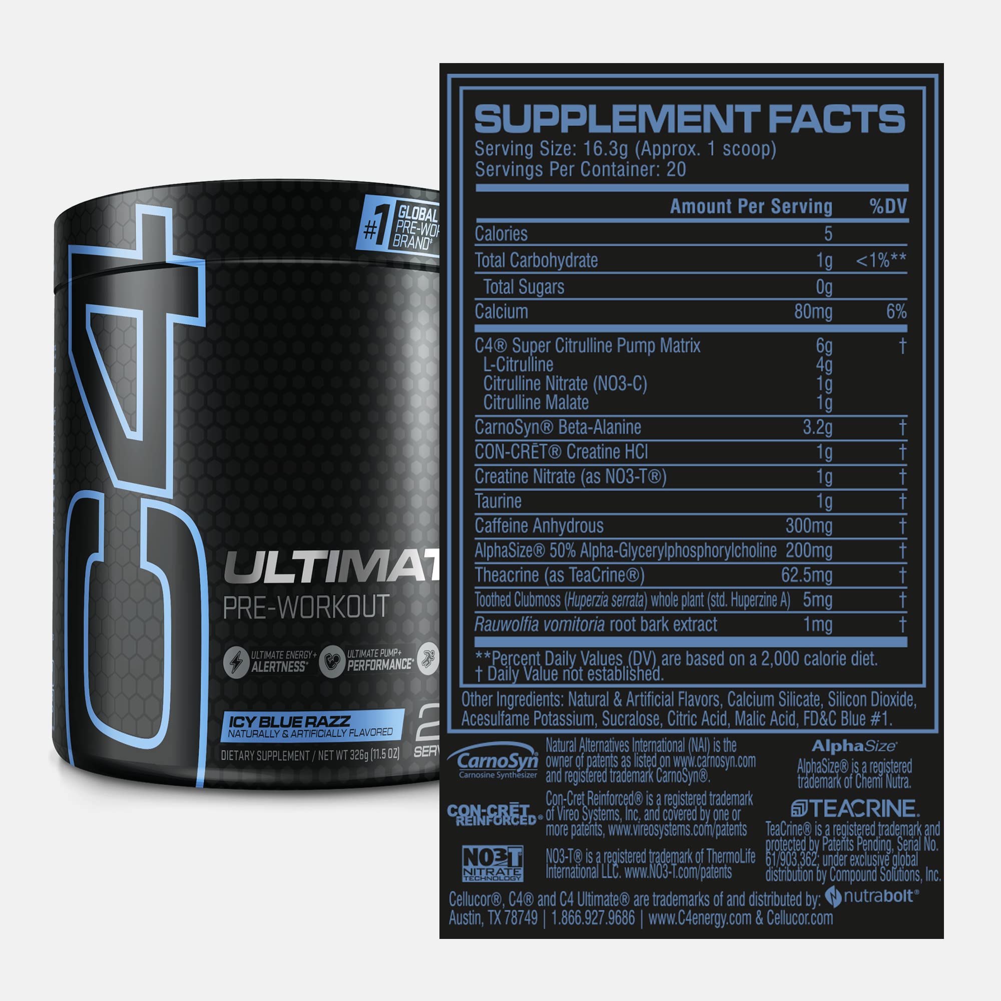 Cellucor C4 Ultimate Pre Workout Powder ICY Blue Razz - Sugar Free Preworkout Cellucor
