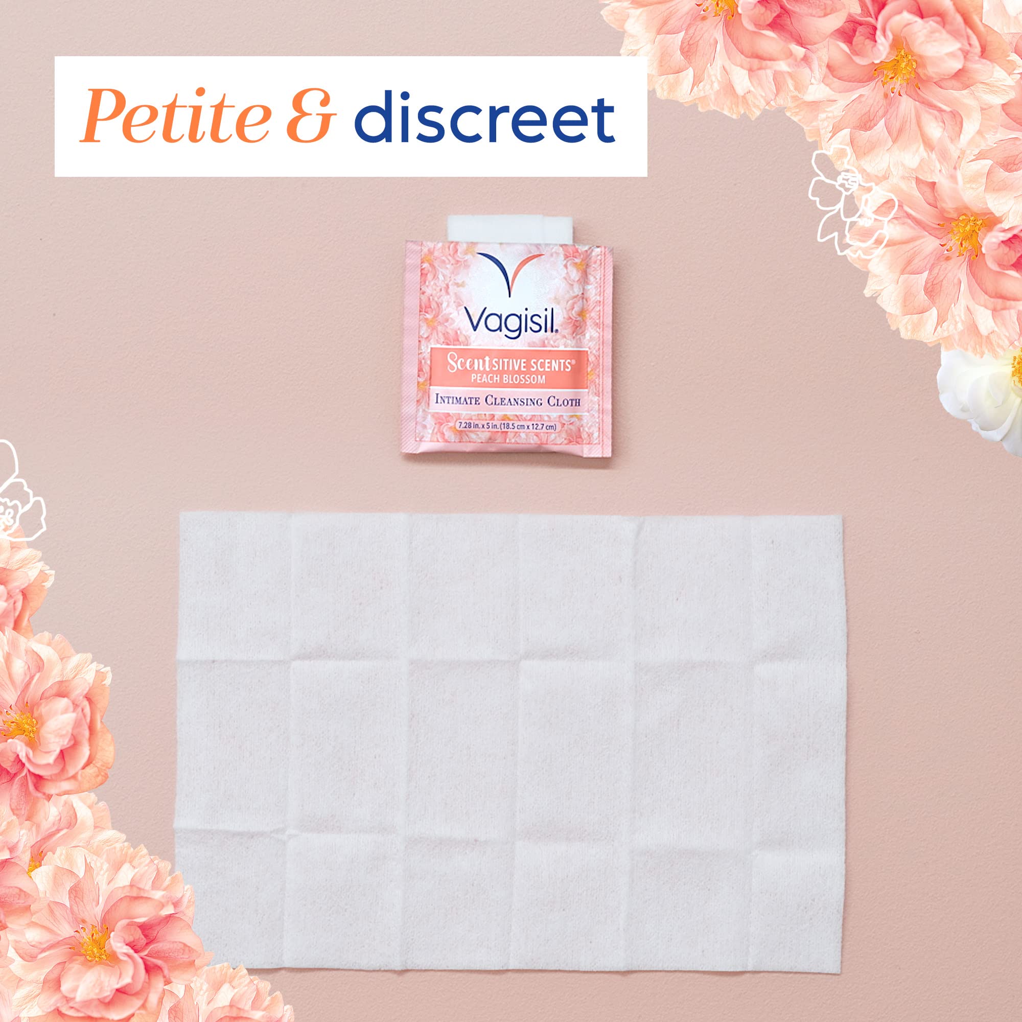 Vagisil Scentsitive Scents On-The-Go Feminine Cleansing Wipes, pH Balanced, Peach Blossom Vagisil