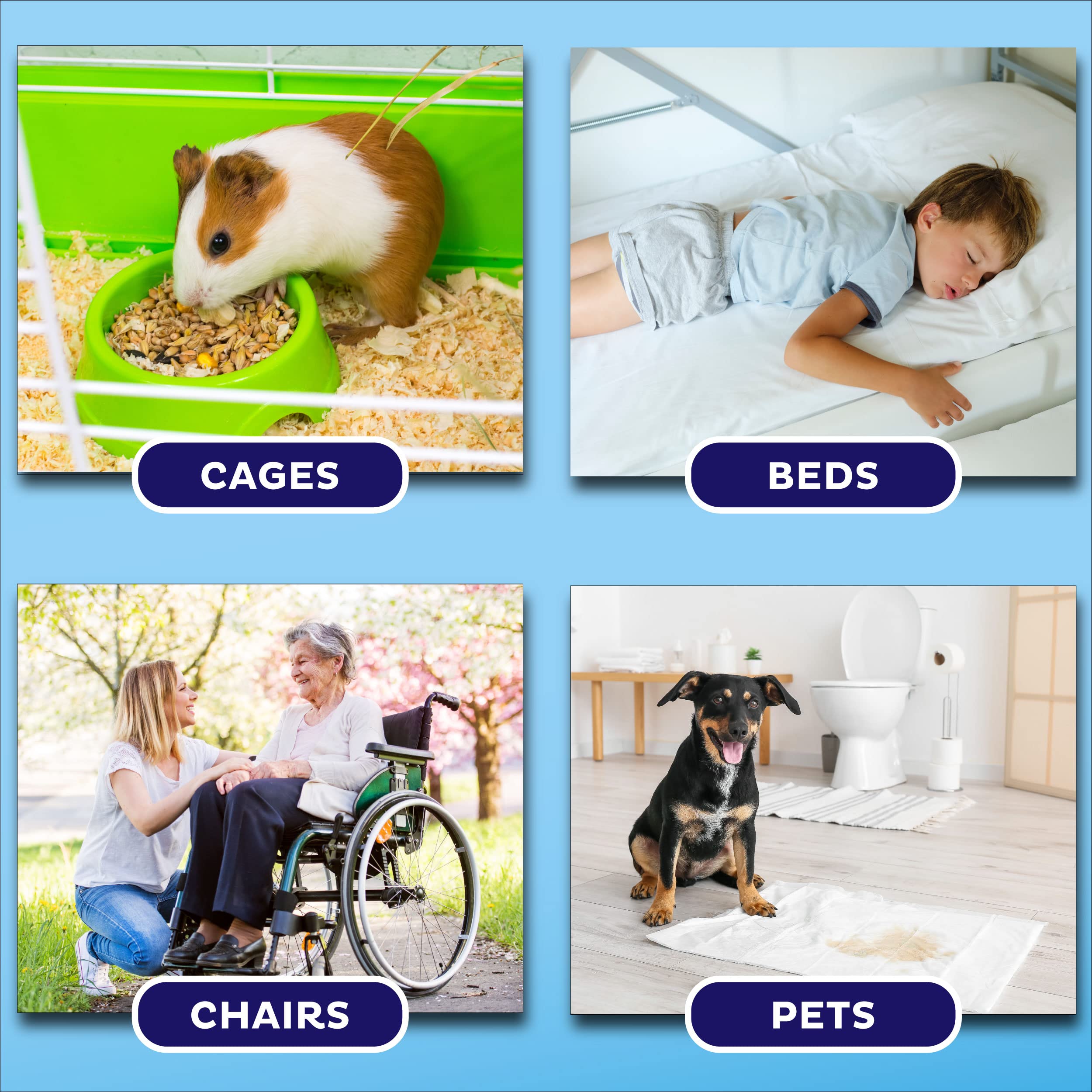 Chucks Pads Disposable [100-Pack] Underpads 17"x 24" Incontinence Chux Stack Man