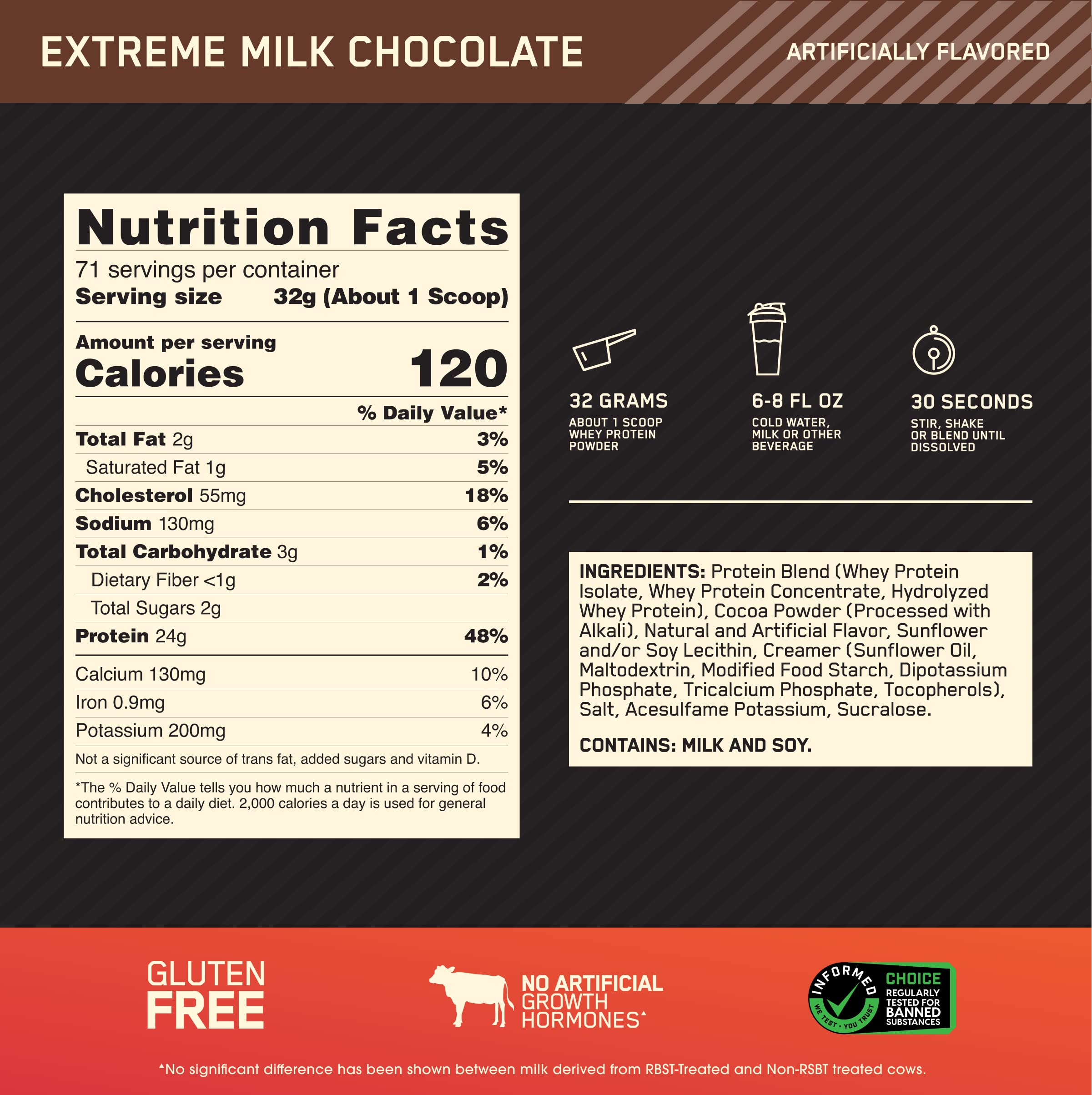 Optimum Nutrition Gold Standard 100% Whey Protein Powder, Extreme Milk Chocolate Optimum Nutrition