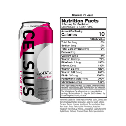 CELSIUS ESSENTIALS, Sparkling Dragonberry, Performance Energy Drink 16 Fl Oz