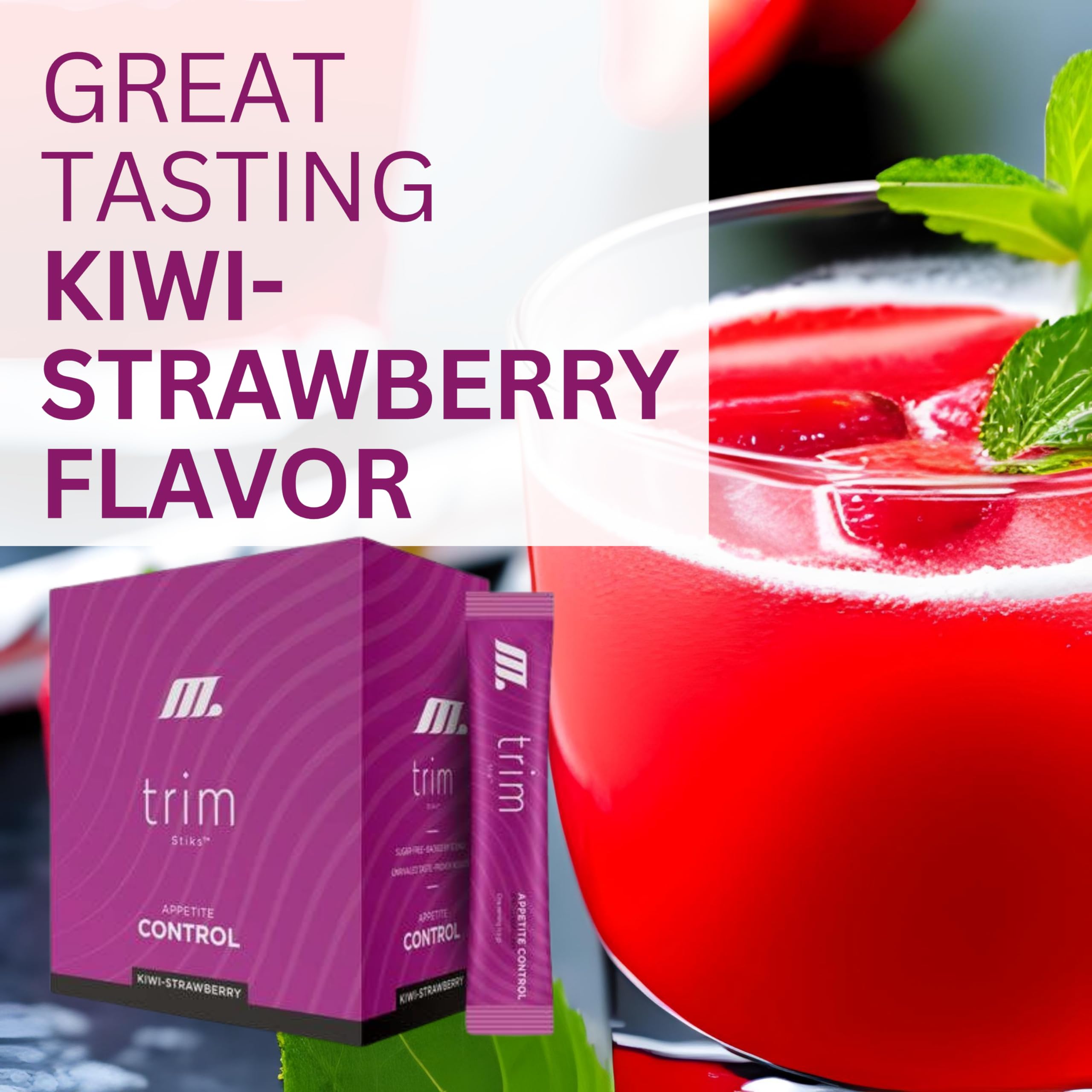 TRIM Stik, Appetite Control, Delicious Kiwi Strawberry beverage, low-calorie, 30 ct Youngevity