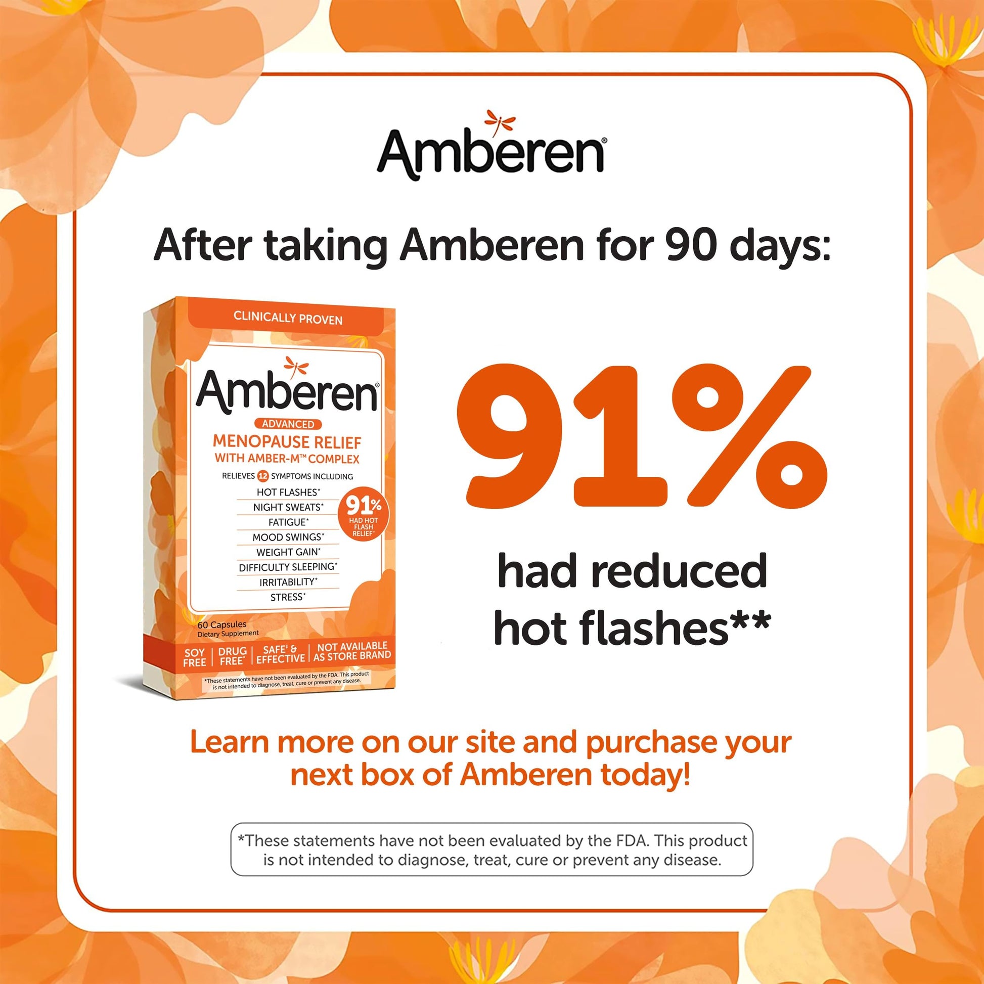 Amberen: Safe Multi-Symptom Menopause Relief. Clinically Shown to Relieve 12 Menopause Symptoms Amberen