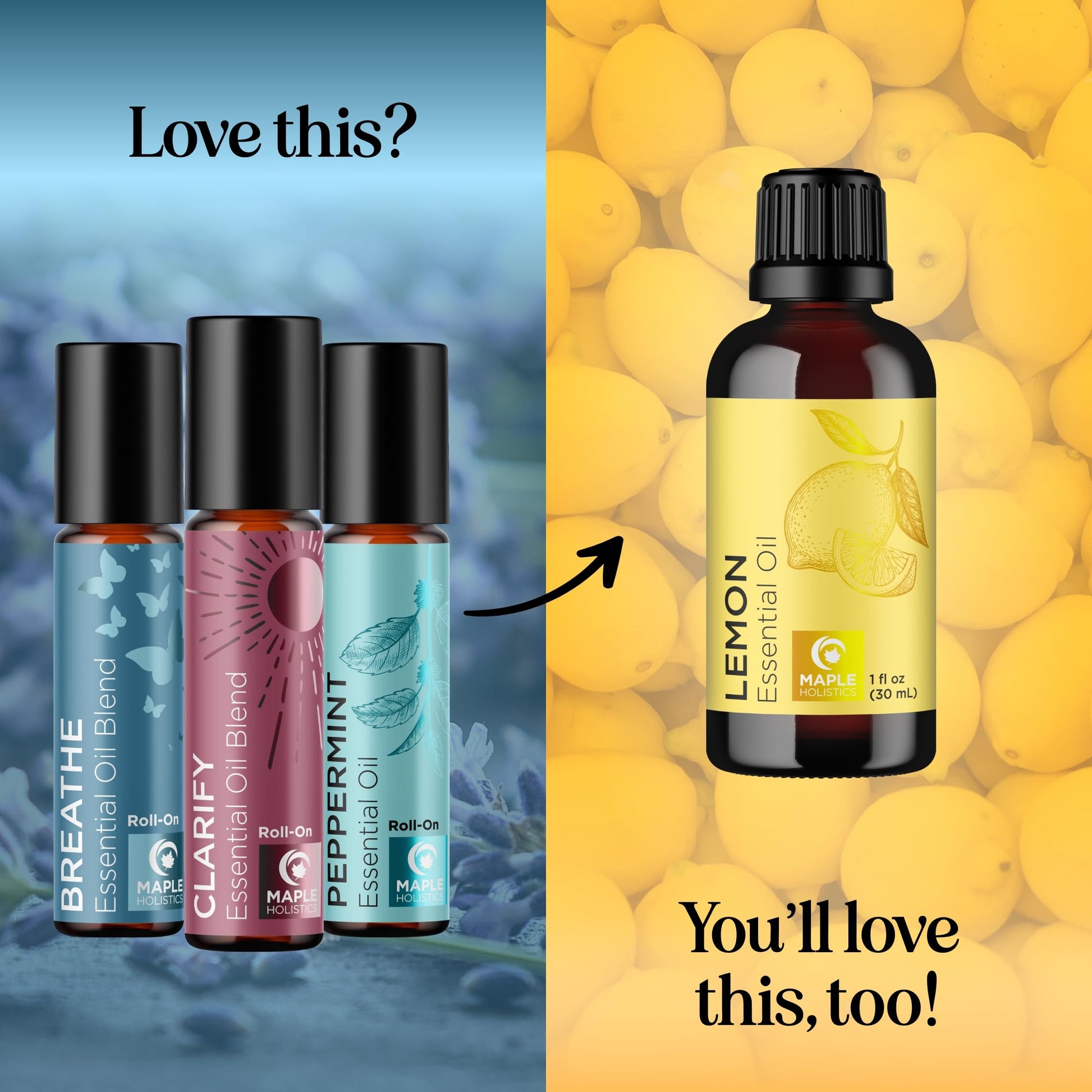 Headache Roll on Essential Oils - Aromatherapy Essential Oils Sets Variety Pack with Peppermint Clarify Maple Holistics