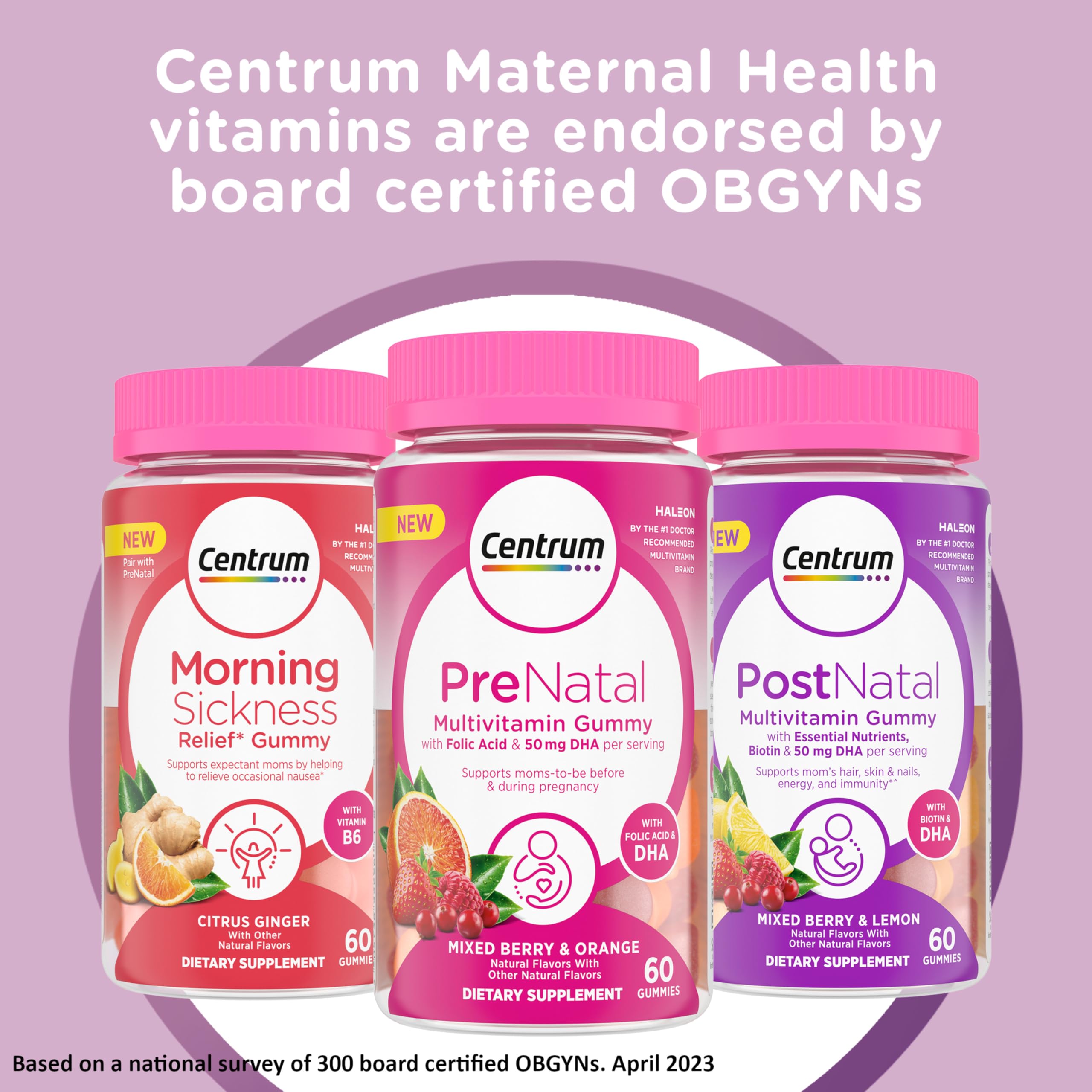 Centrum Prenatal Multivitamin Gummies with DHA and Folic Acid, Mixed Berry and Orange Flavors Centrum