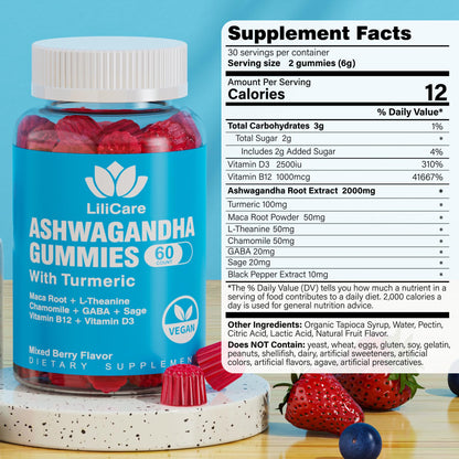 EnvyDeal 2 Pack Ashwagandha Gummies for Immune Support, 2000mg Organic Ashwa