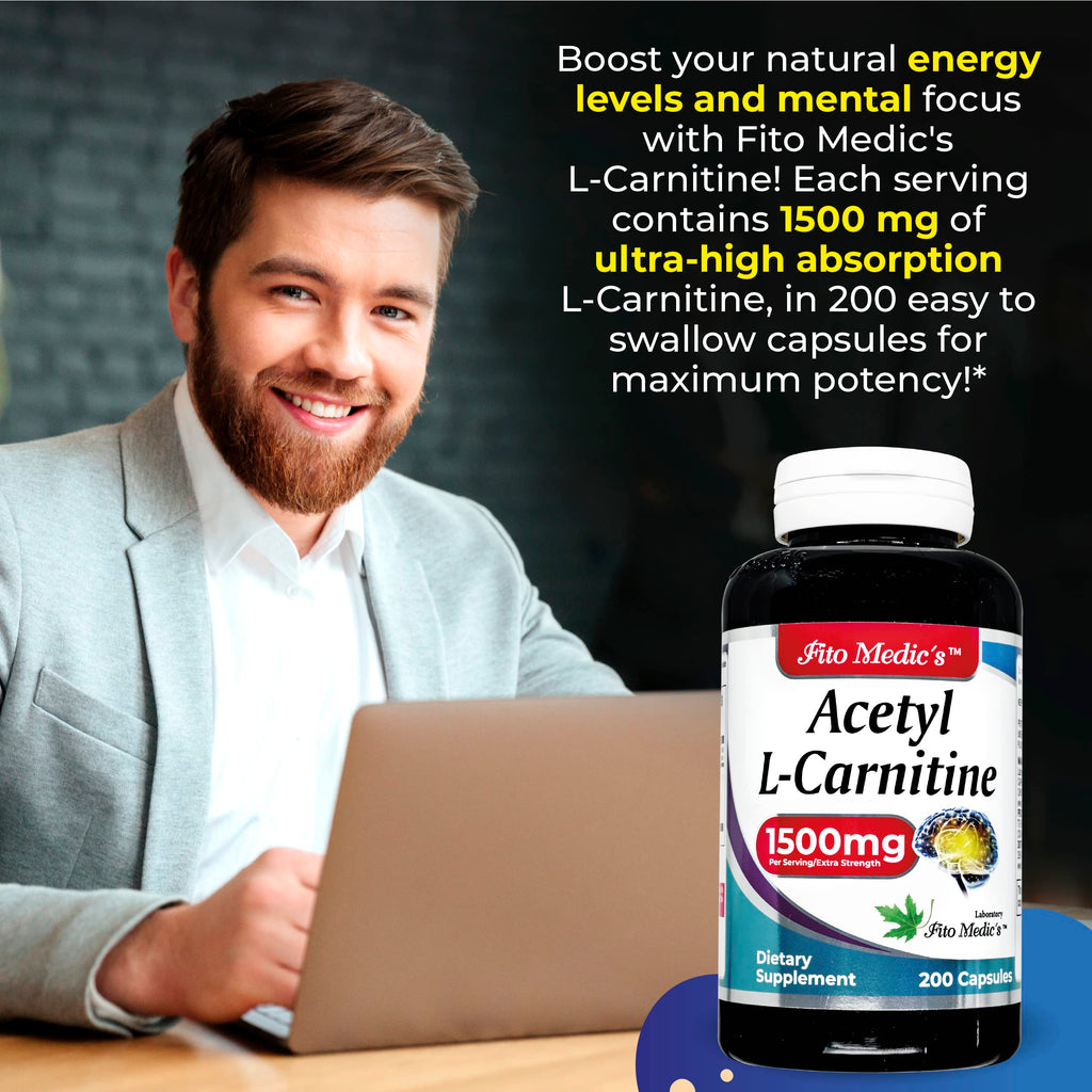 Lab - l carnitine - 1500 mg per Serving, 200 Capsules, l-carnitine - High Potency of - Acetyl